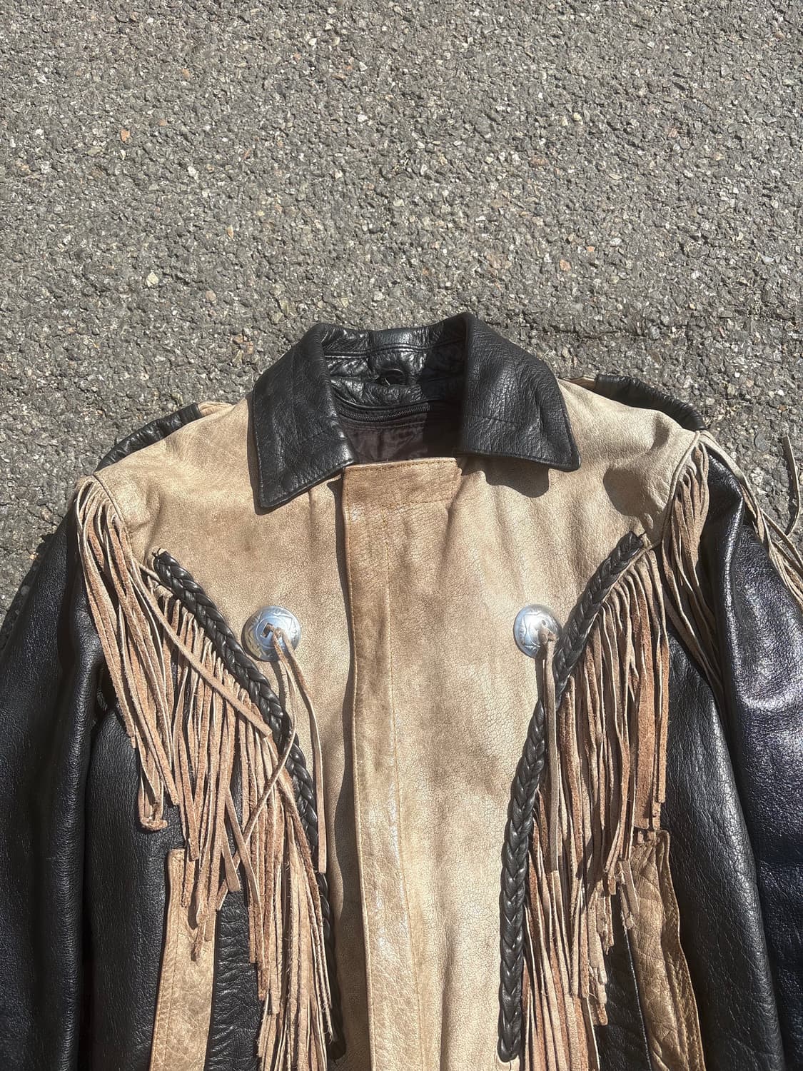 80s USA 웨스턴  프린지 가죽자켓 M 상품이미지2