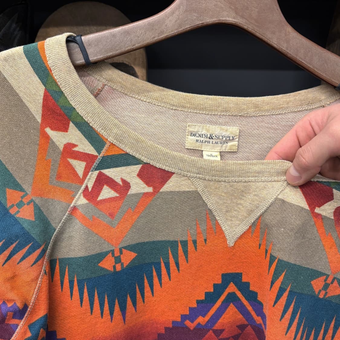 데님앤서플라이 랄프로렌 올오버 에스닉패턴 나그랑 롱슬리브 티셔츠 N604 상품이미지5