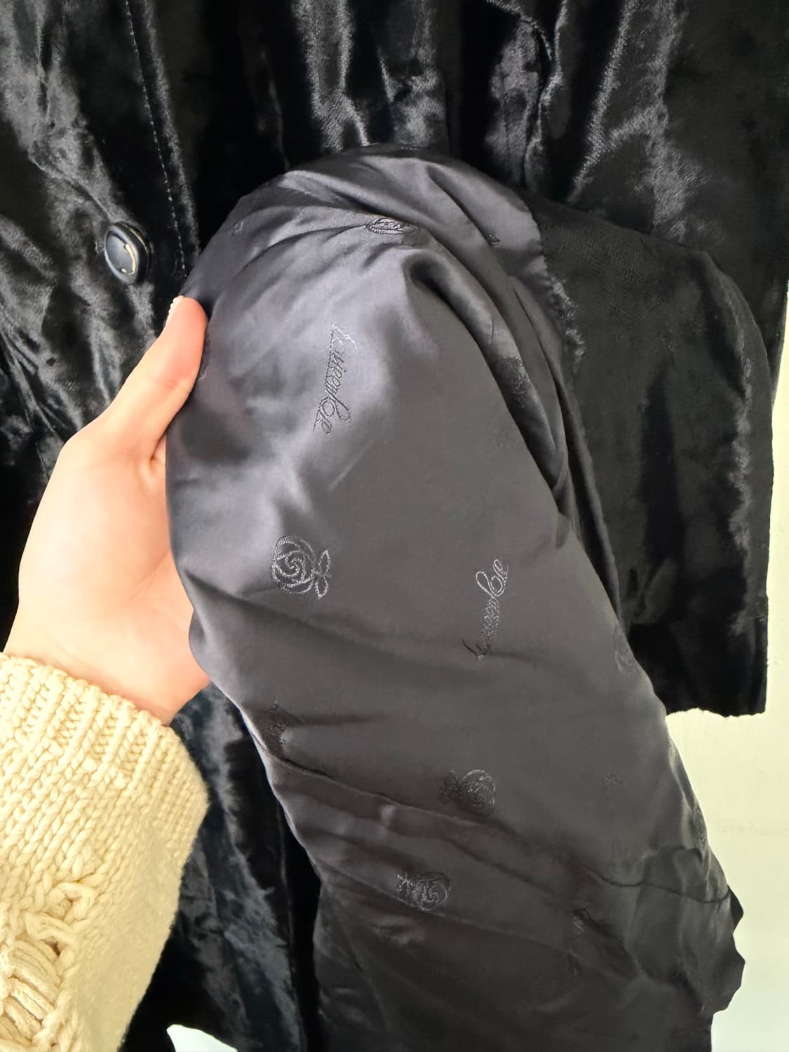 90s 초기 독일제 빈티지 벨벳 코트 상품이미지4