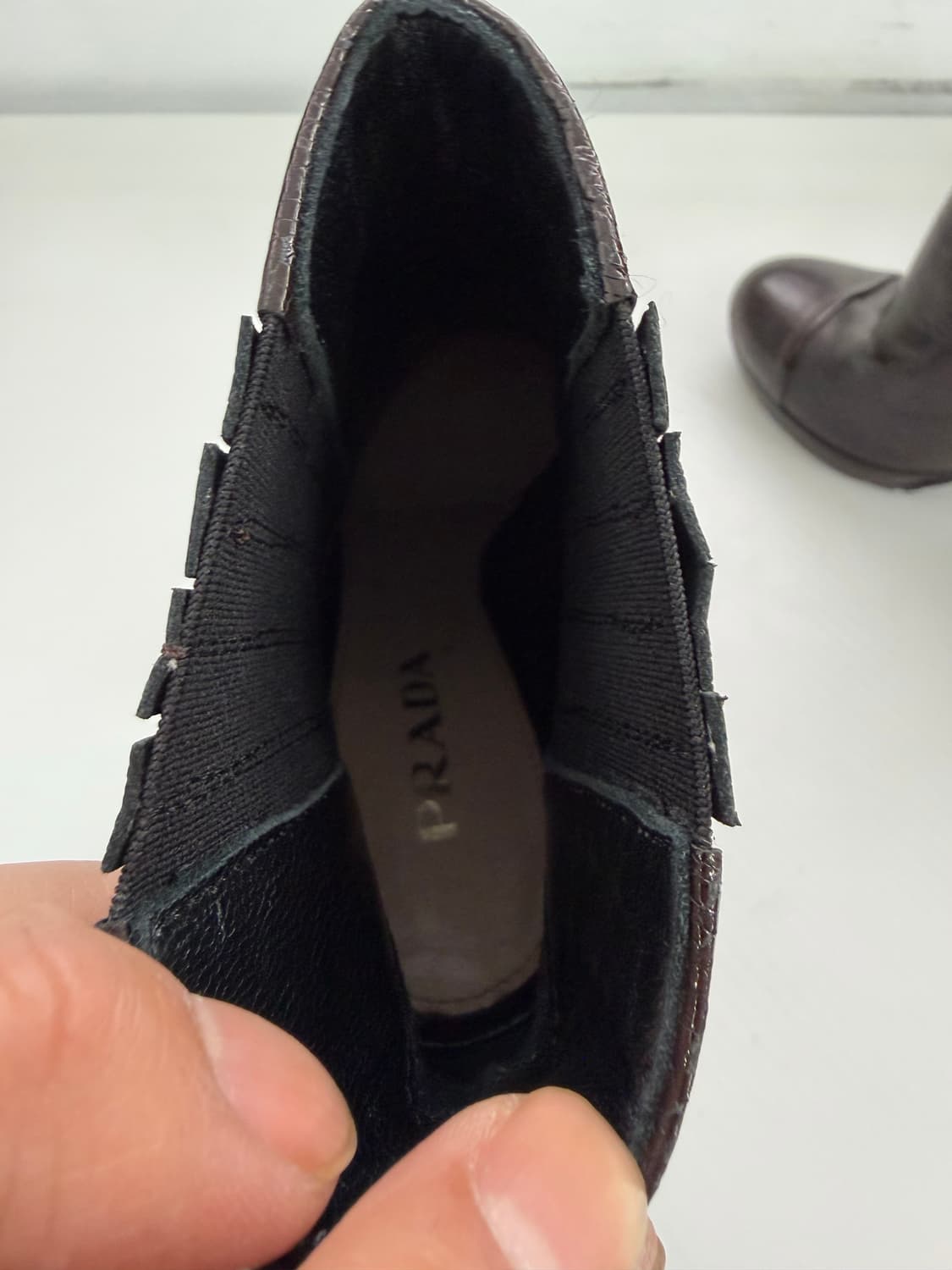 정품) 프라다 브라운 가죽 첼시 부츠 36.5 상품이미지7