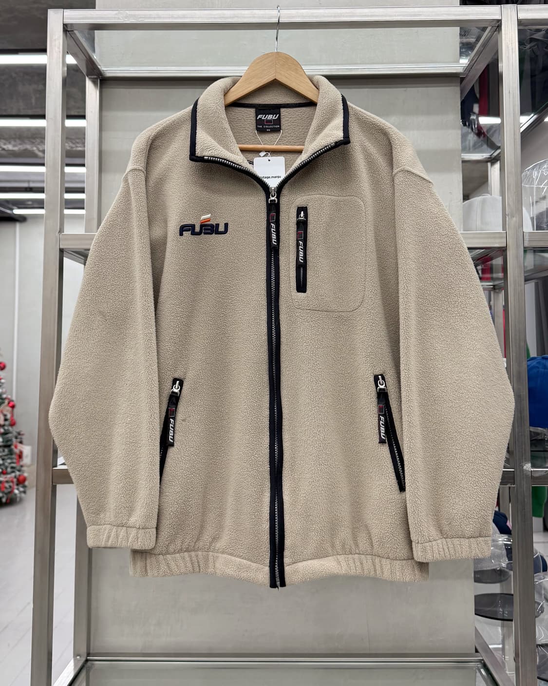 FUBU 00s 아플리케 백로고 플리스 자켓 베이지 상품이미지4