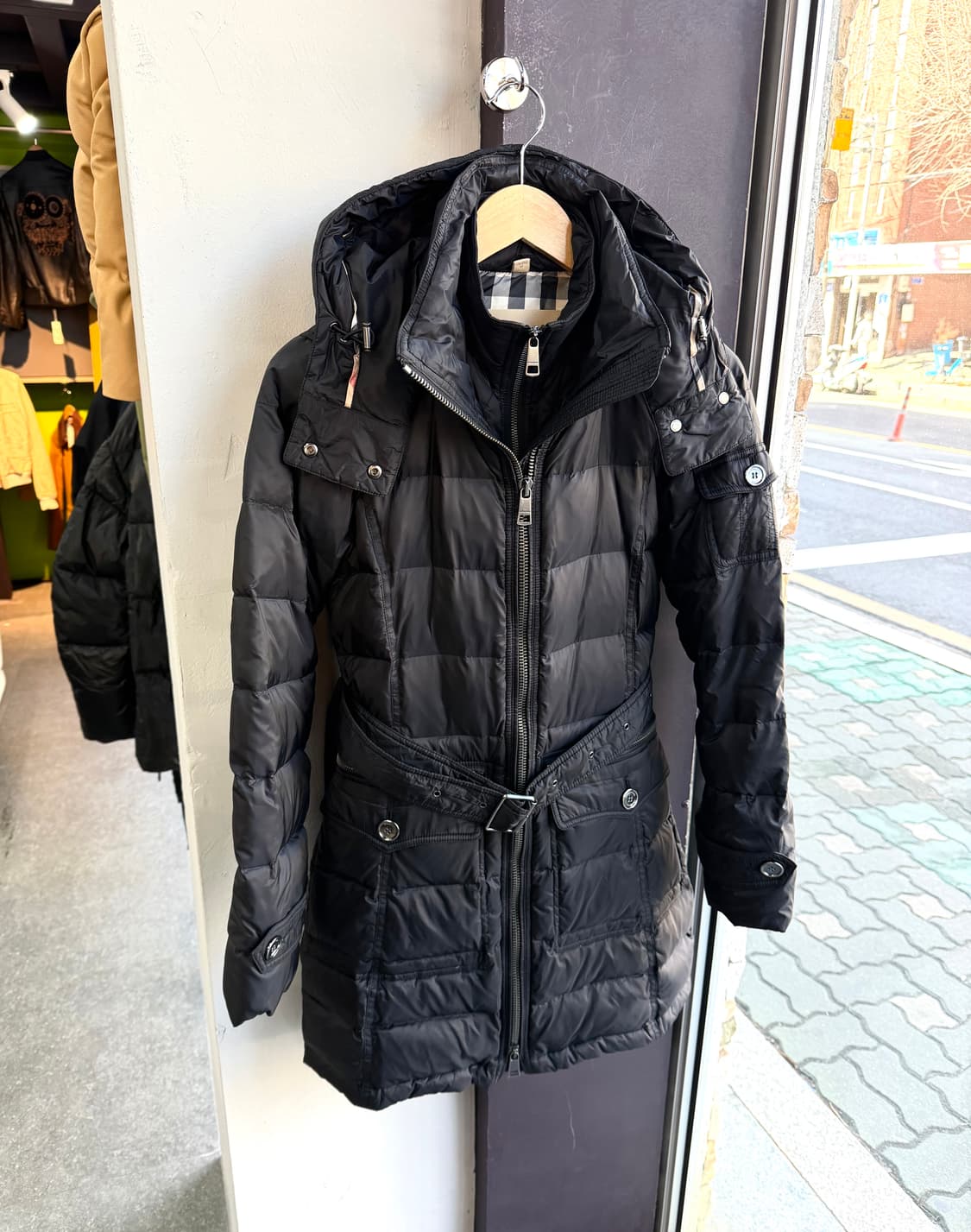 XS/ 버버리 이중 레이어 벨티드 다운 패딩 점퍼 상품이미지2