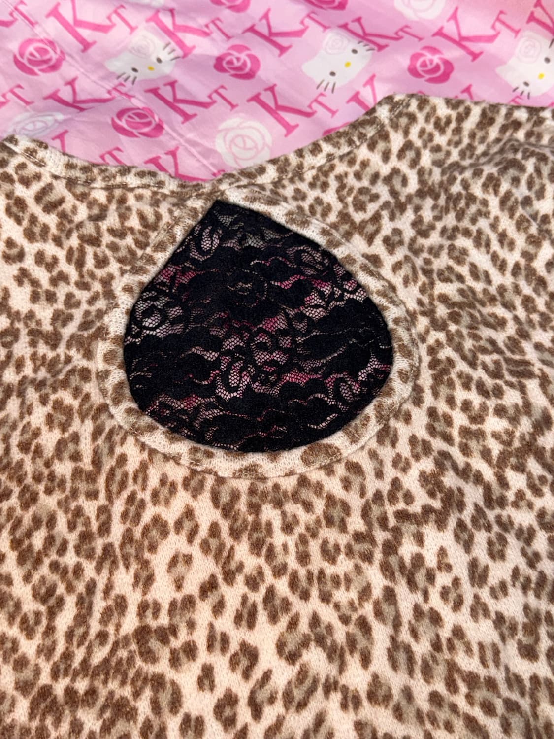 빈티지 핑크 호피 원피스 레이스 갸루  상품이미지2