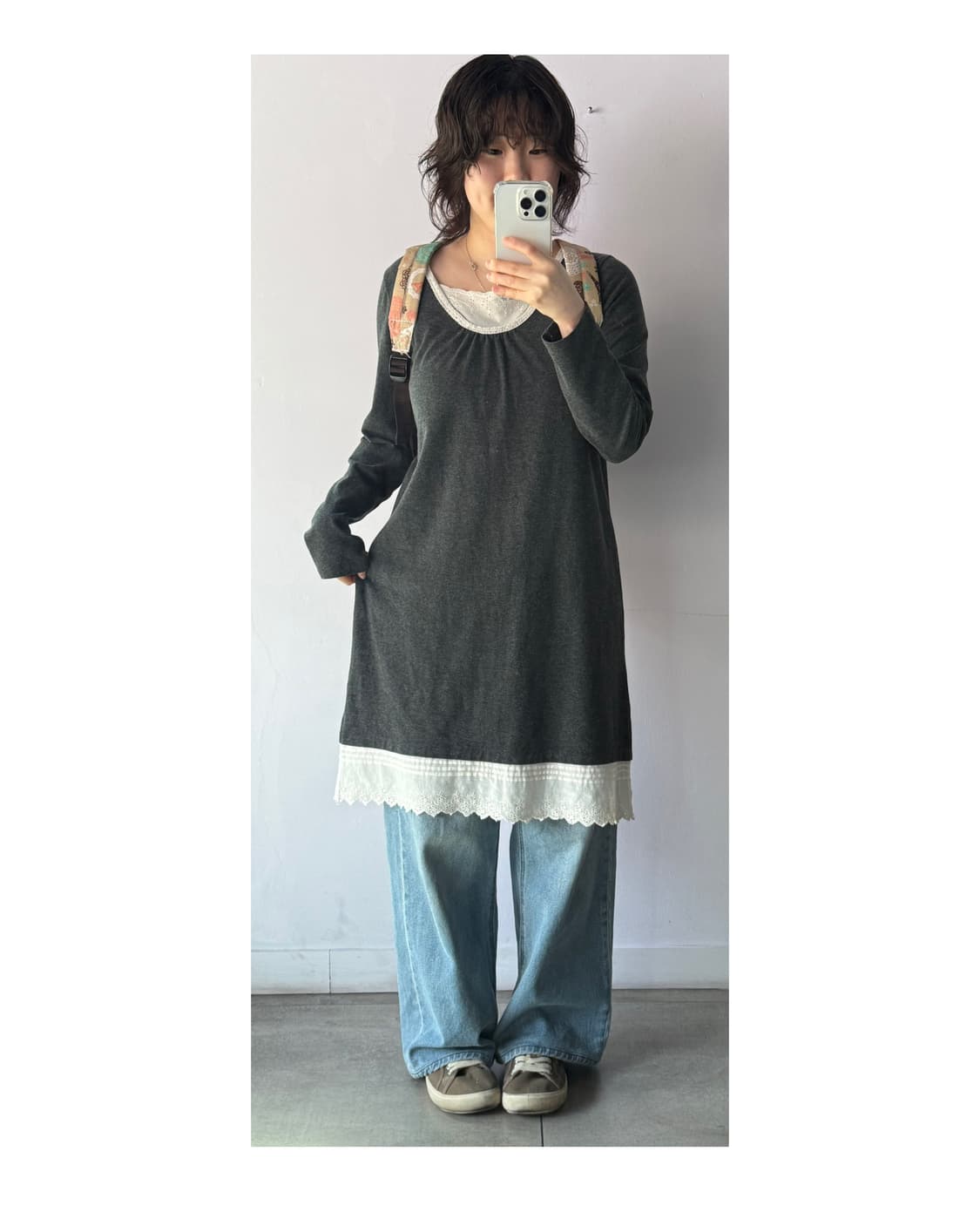 일본빈티지 차콜 레이스 롱슬리브 , 원피스, 코튼원피스 상품이미지6