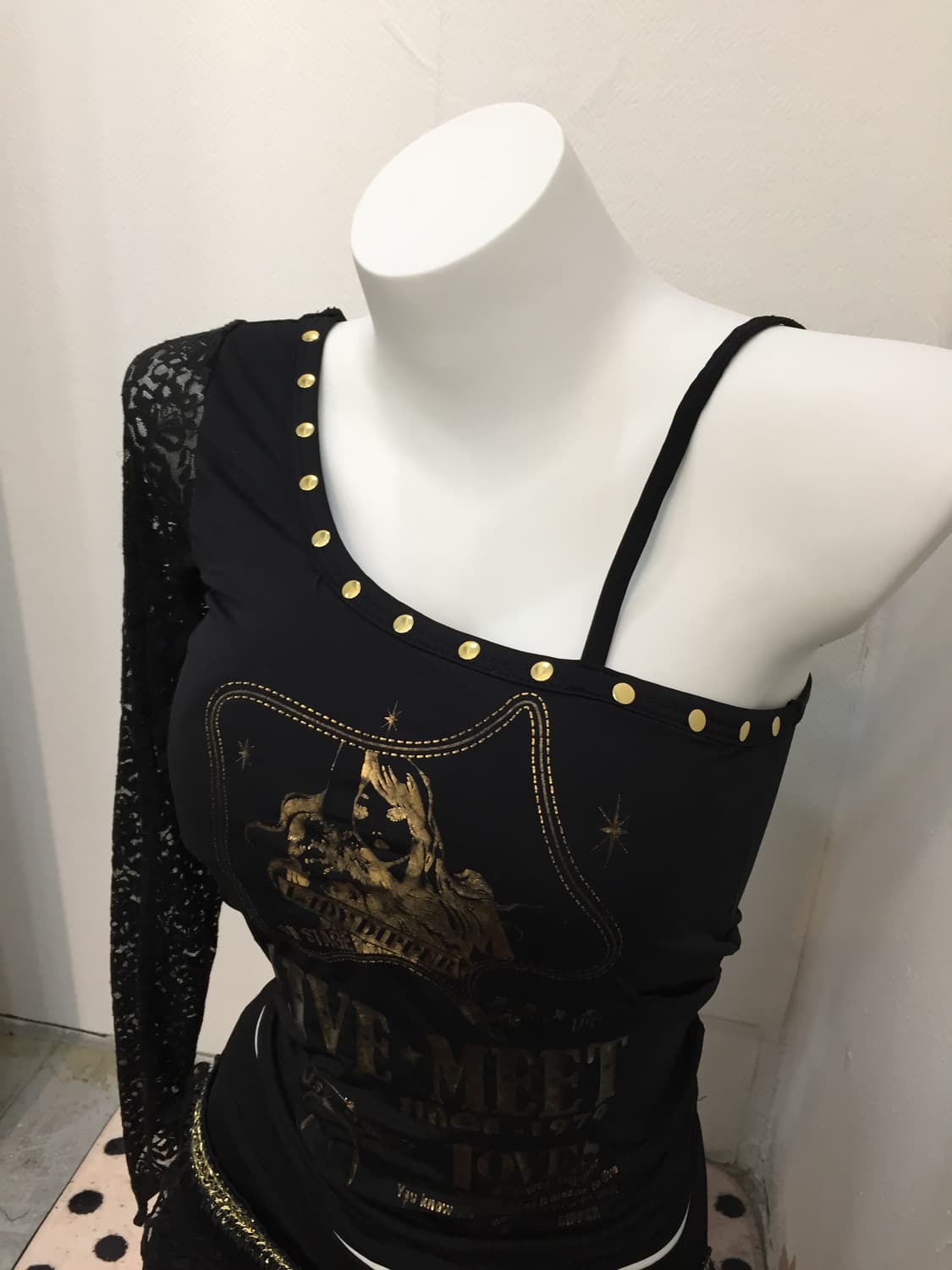 고딕 펑크 원숄더 탱키니 세트 상품이미지5