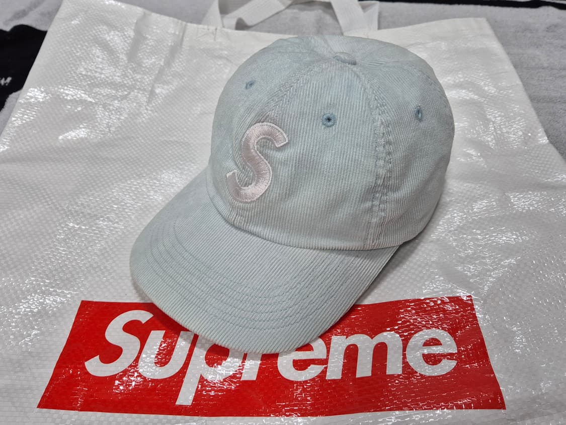 (os) 슈프림 코듀로이 S로고 캡 하늘색 6패널 모자 상품이미지1