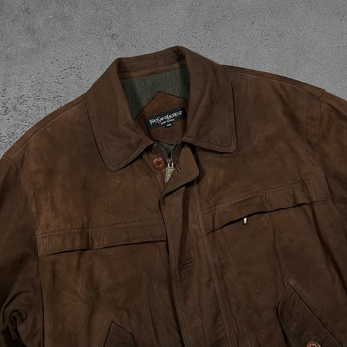 90's 입생로랑 양가죽 봄버 블루종 자켓 상품이미지1