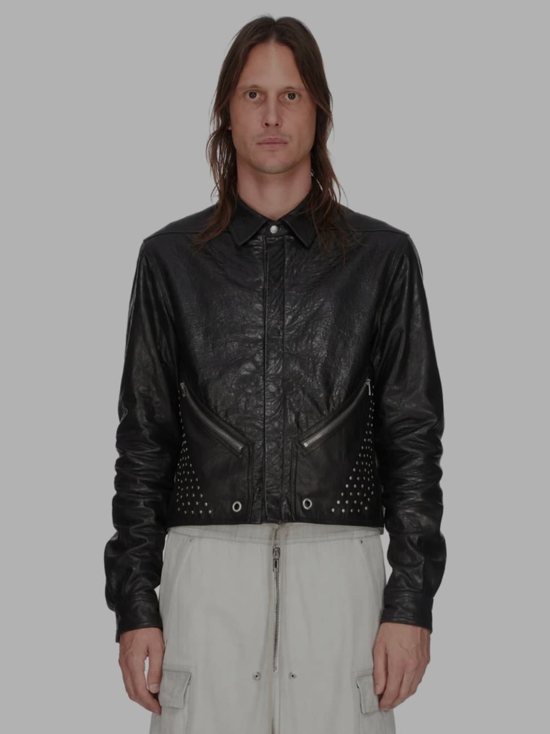 릭오웬스 SS26 TEMPLE 런웨이 투어 앨리스 레더 자켓 48사이즈 상품이미지1