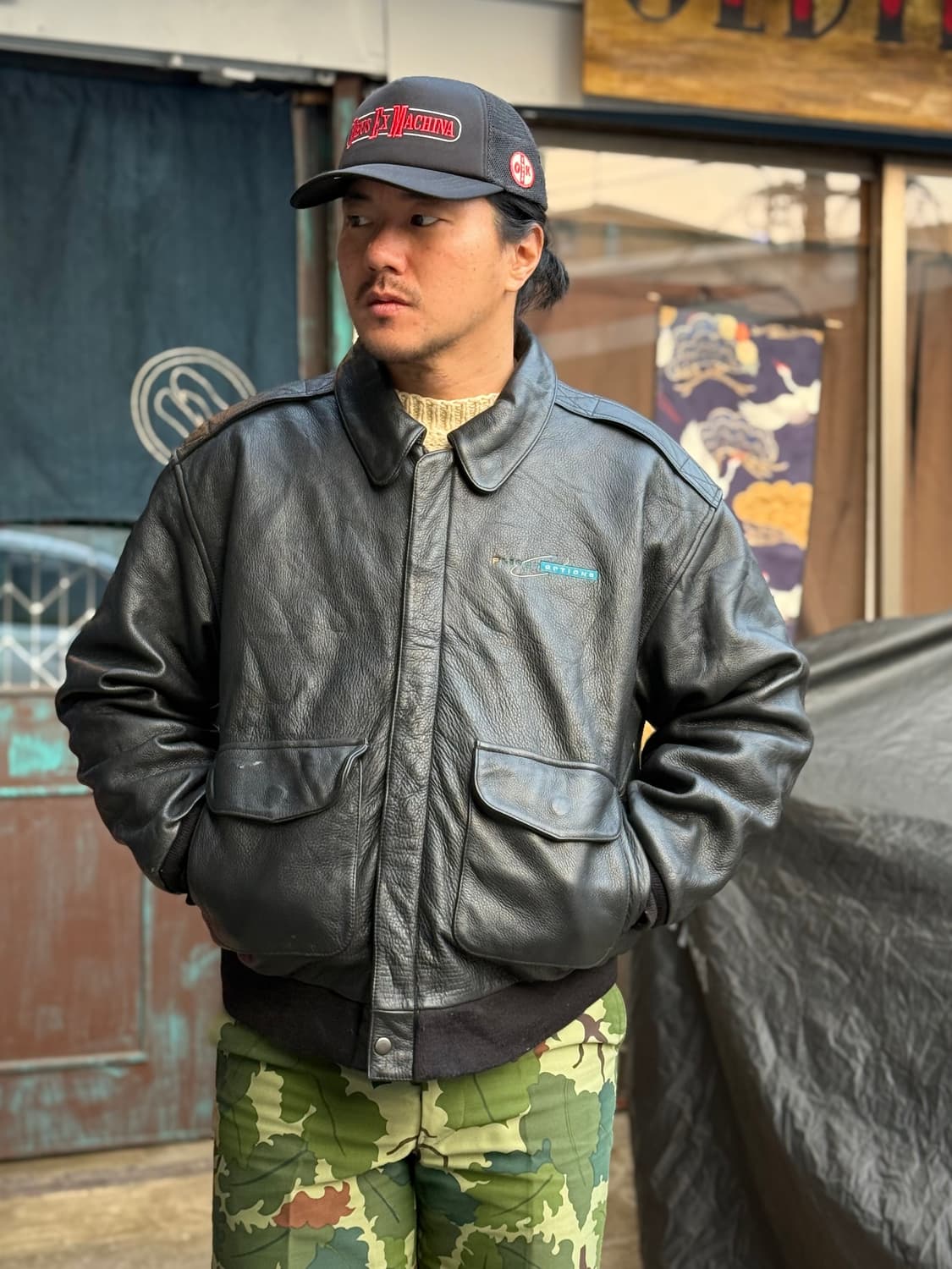 90-00‘s 게임 스포츠웨어 레더 봄버자켓 M 상품이미지7