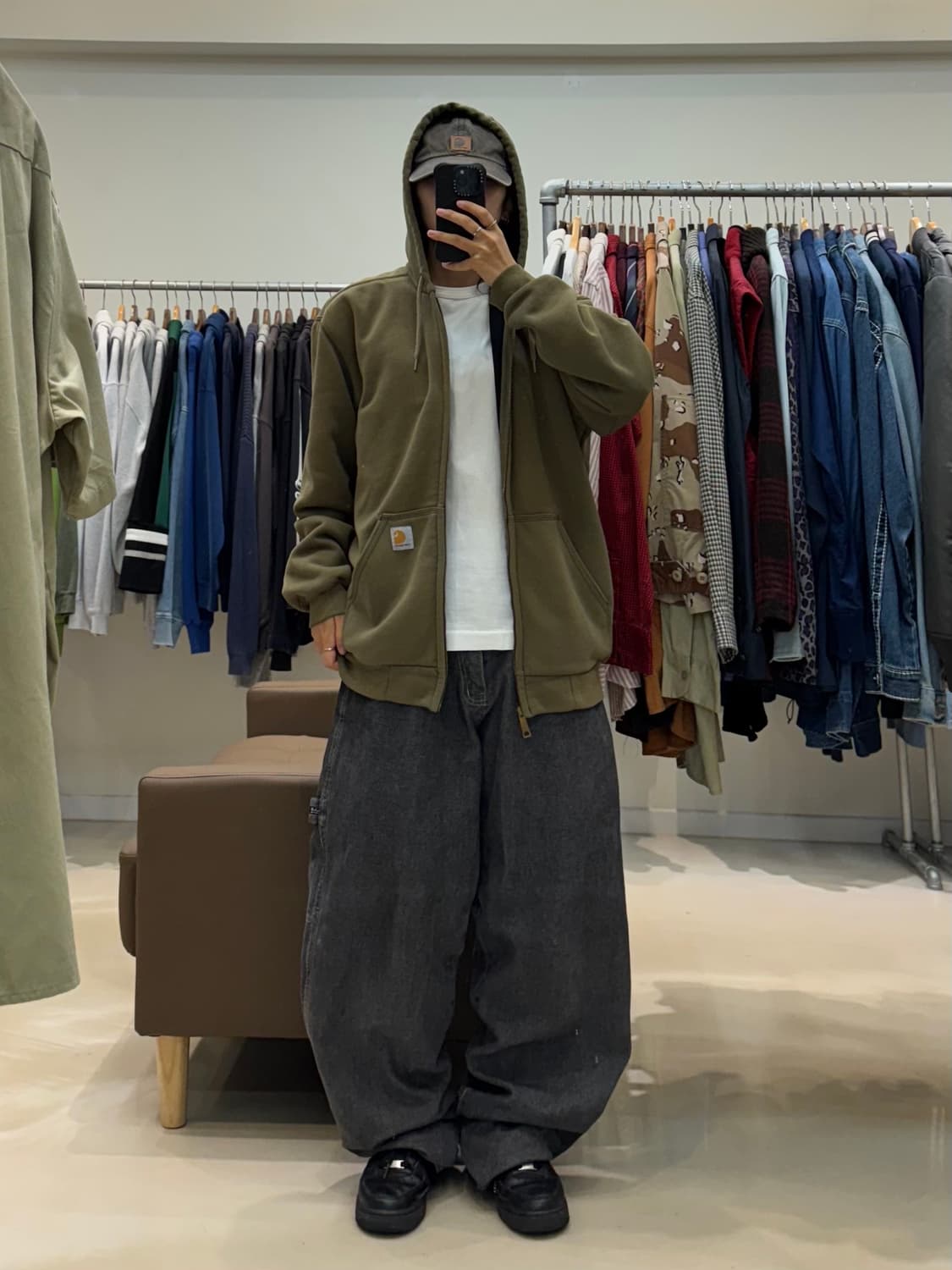 칼하트 써멀 후드집업 카키 상품이미지6
