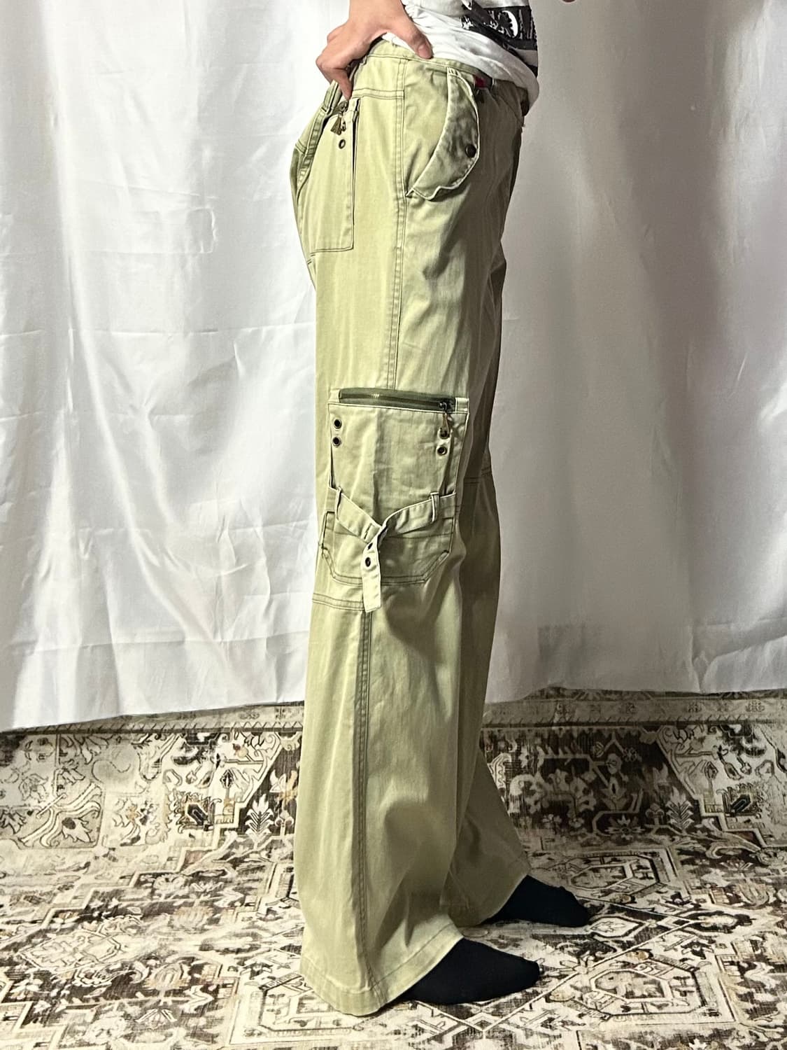 A6UC y2k beige cargo side strap pants 상품이미지2