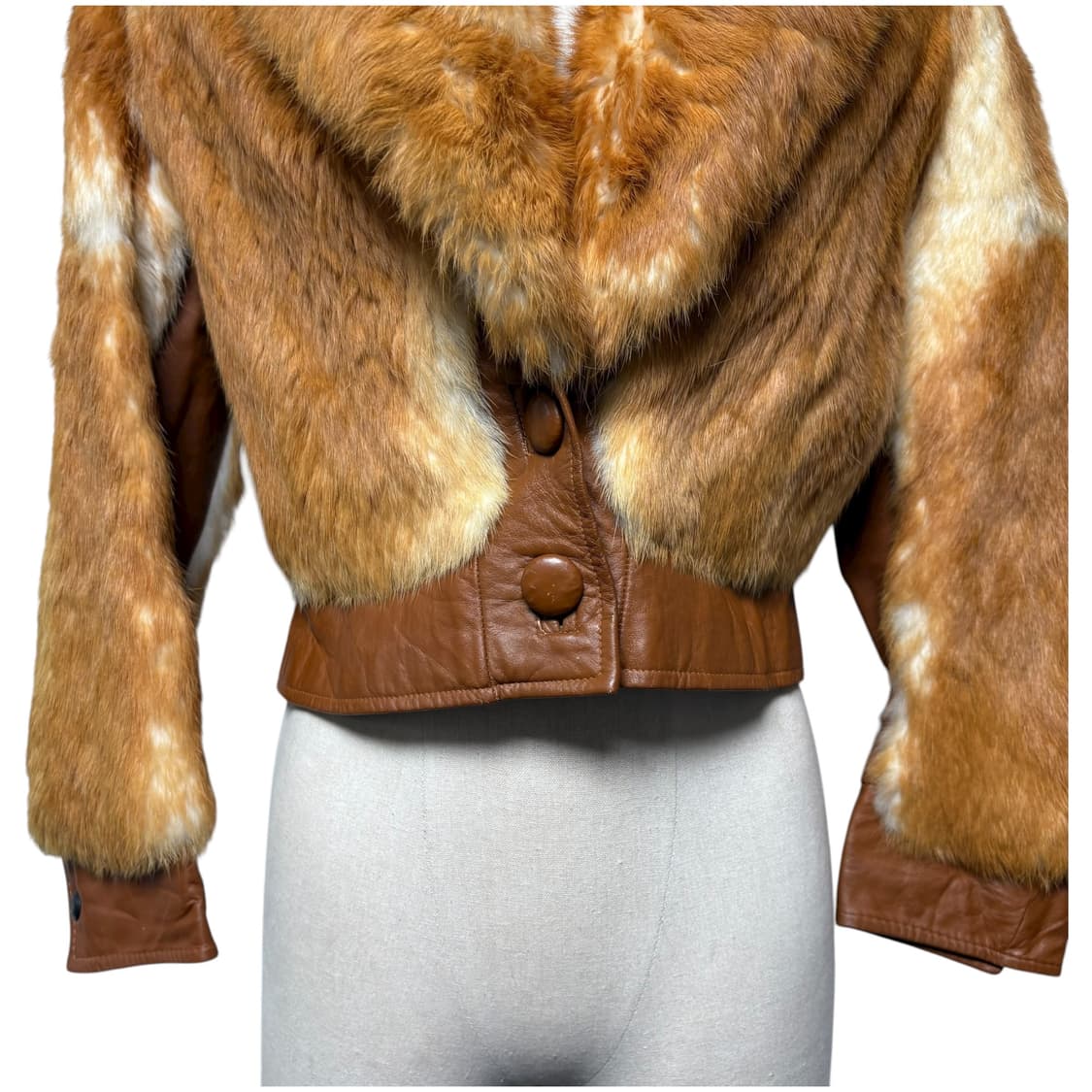 3688 브라운 크롭 가죽 퍼자켓 상품이미지3