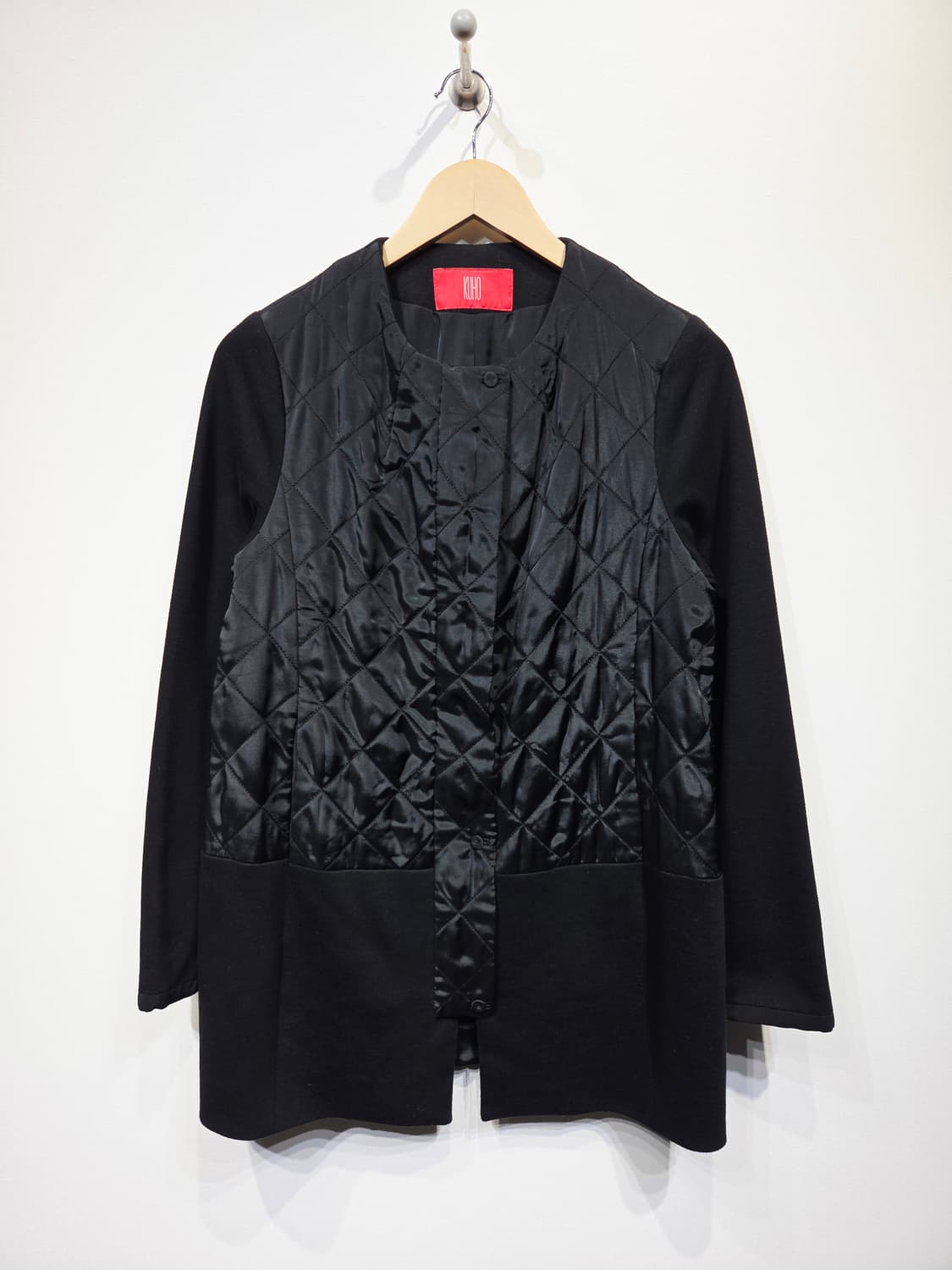 KUHO 구호 실크 배색 퀼팅 노카라 자켓 상품이미지2