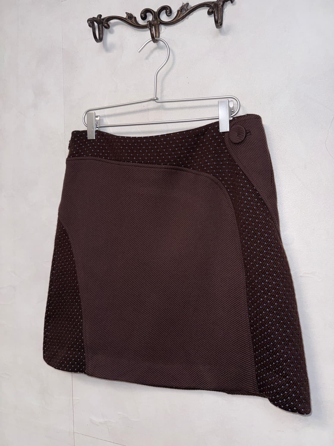 Dark brown wool side dot skirt 상품이미지2
