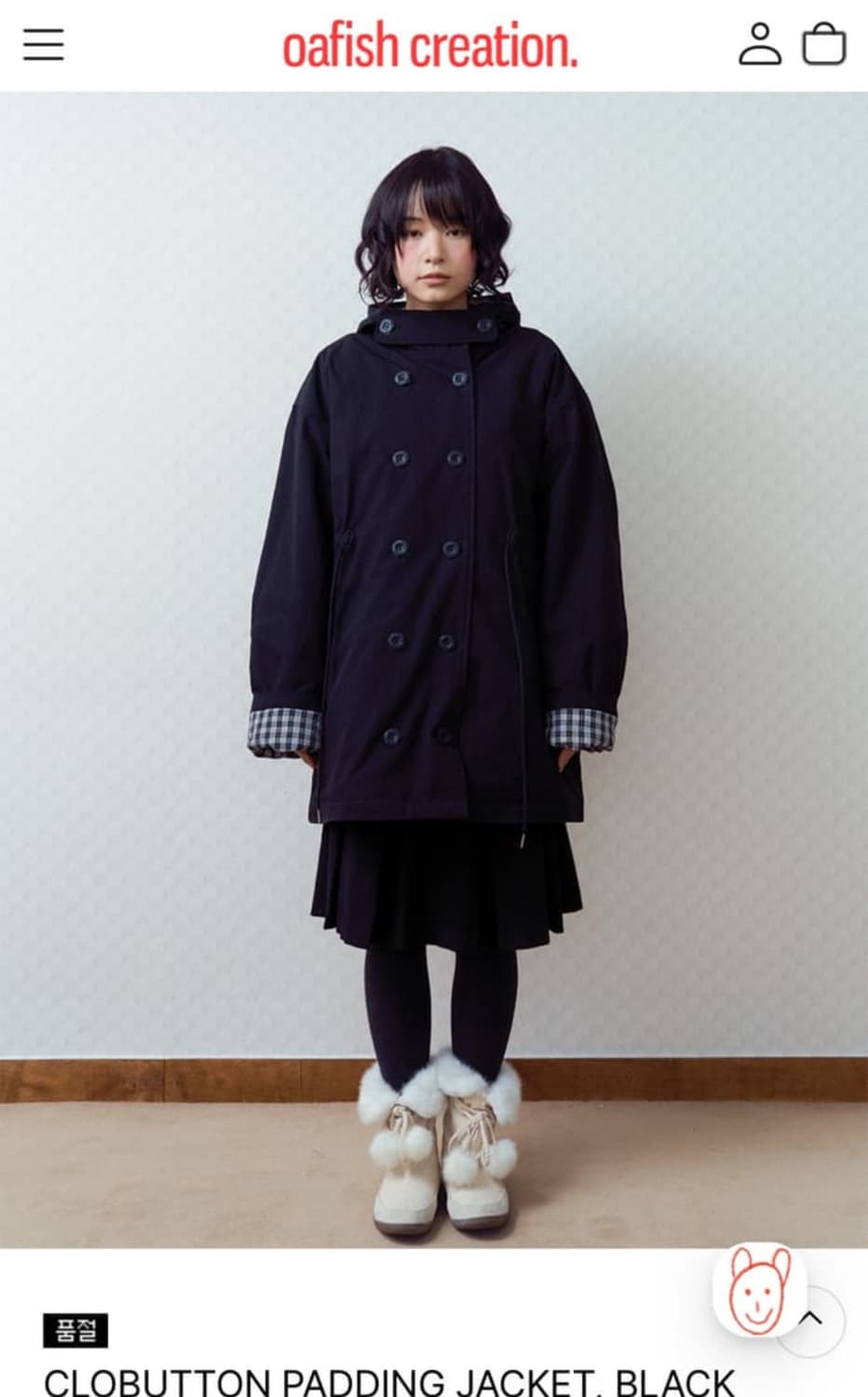 오피쉬x개횬 클로버튼 야상 자켓 패딩 블랙 상품이미지1