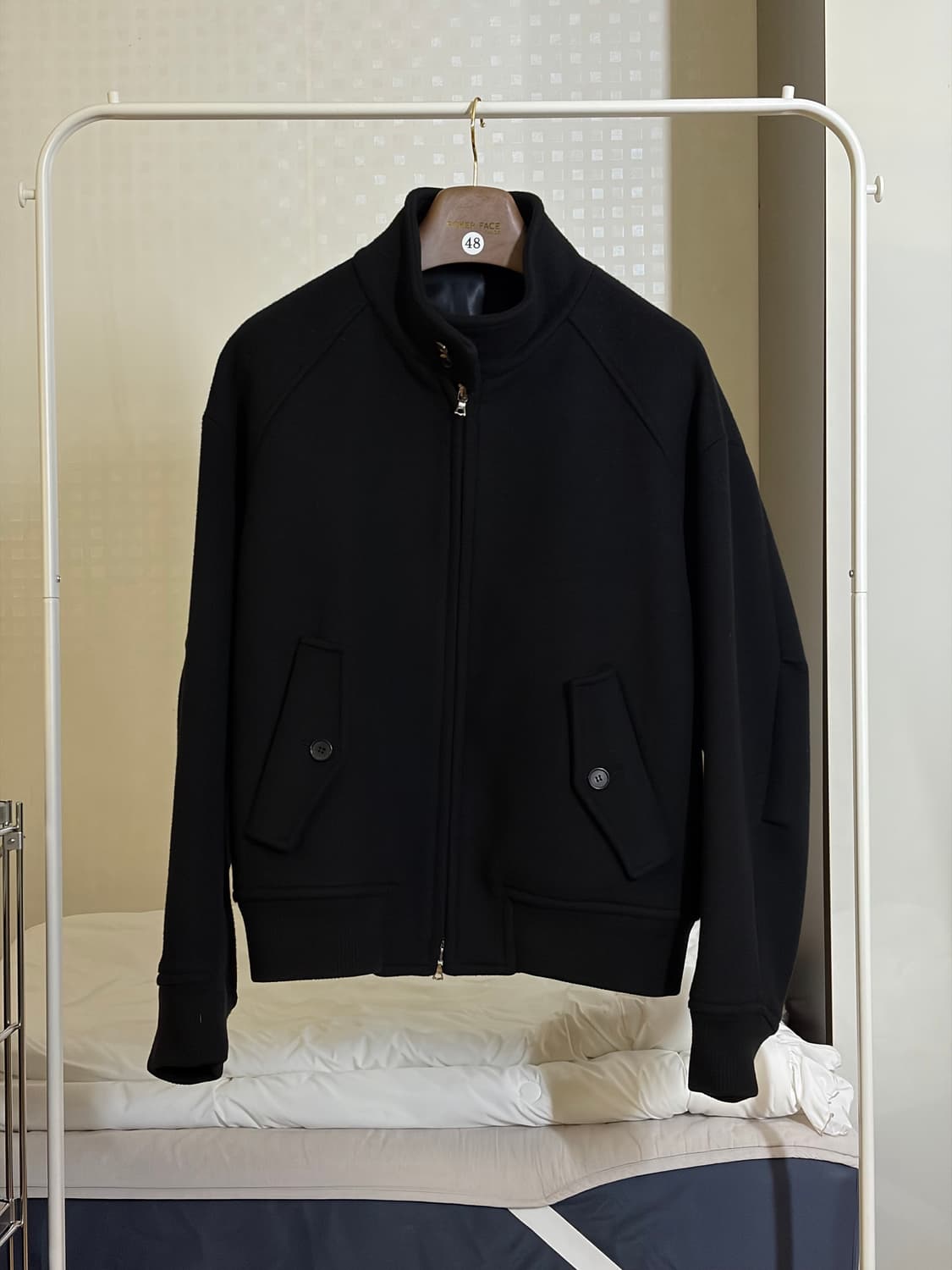 [48] 포커페이스 오버사이즈 헤링턴 블루종 블랙 상품이미지1