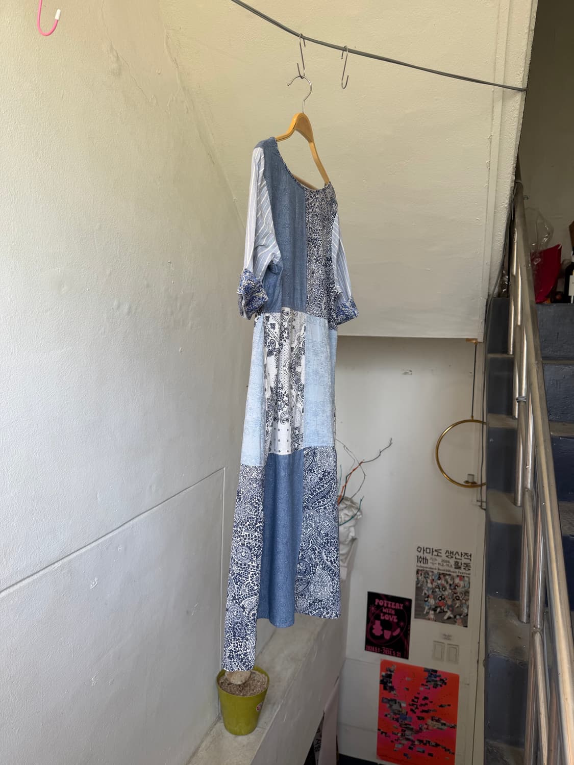 페어리 데님 패치워크 미디 원피스 상품이미지7