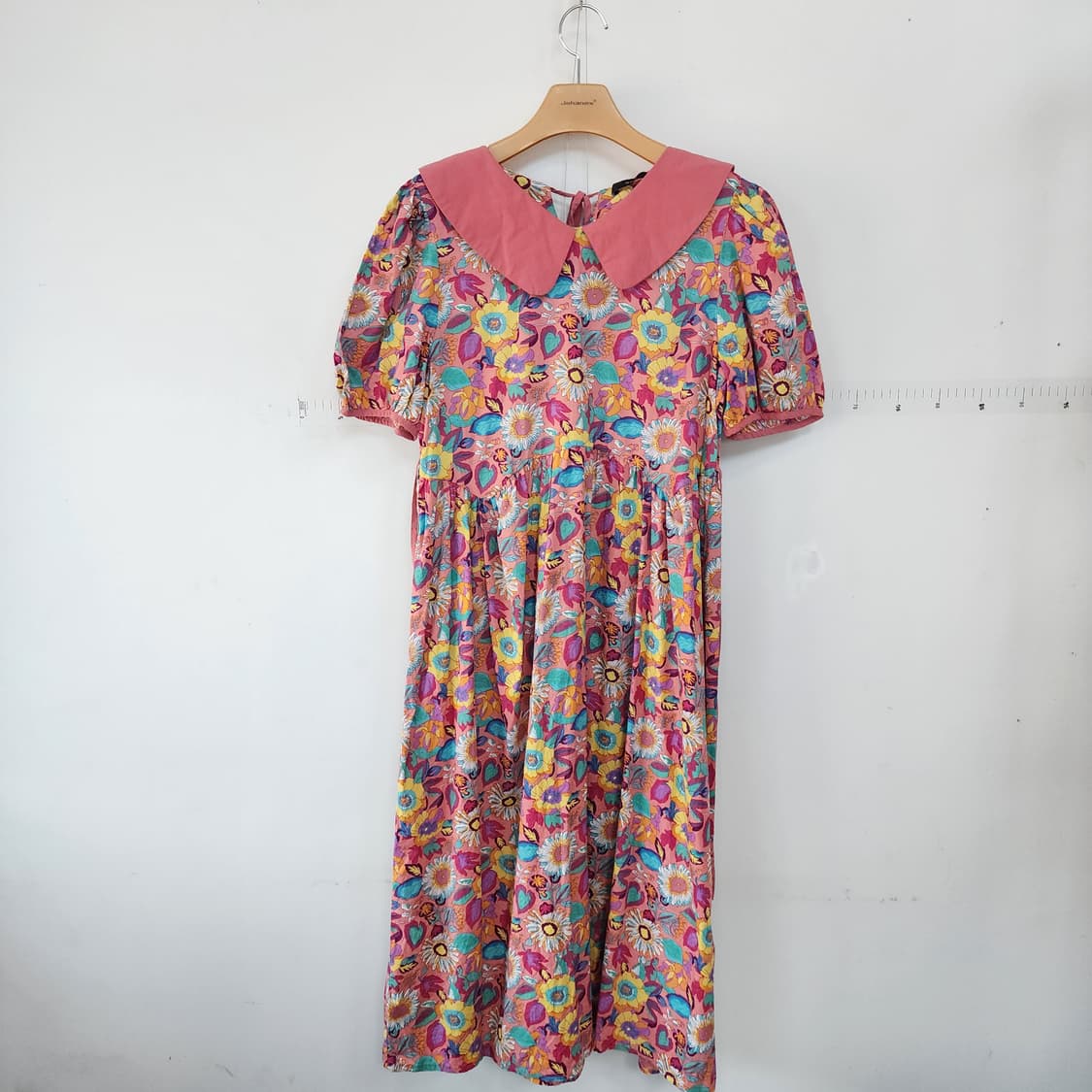 RS 스튜디오 플라워 패턴 핑크 빅카라 롱 원피스 상품이미지2