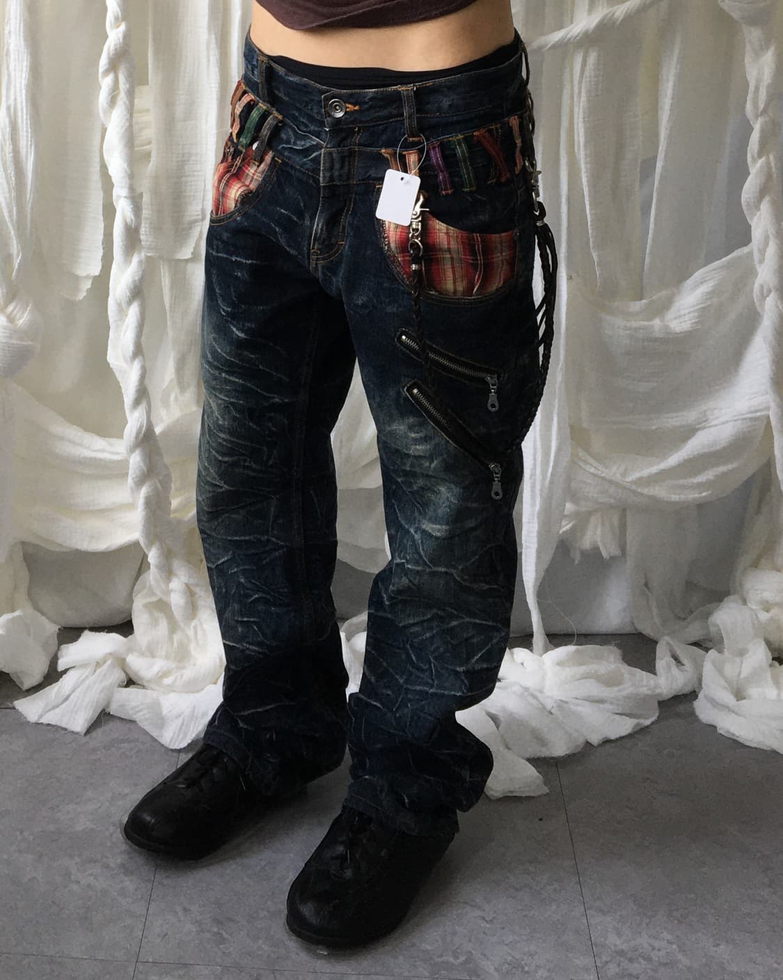 Double waist washing denim pants 상품이미지1
