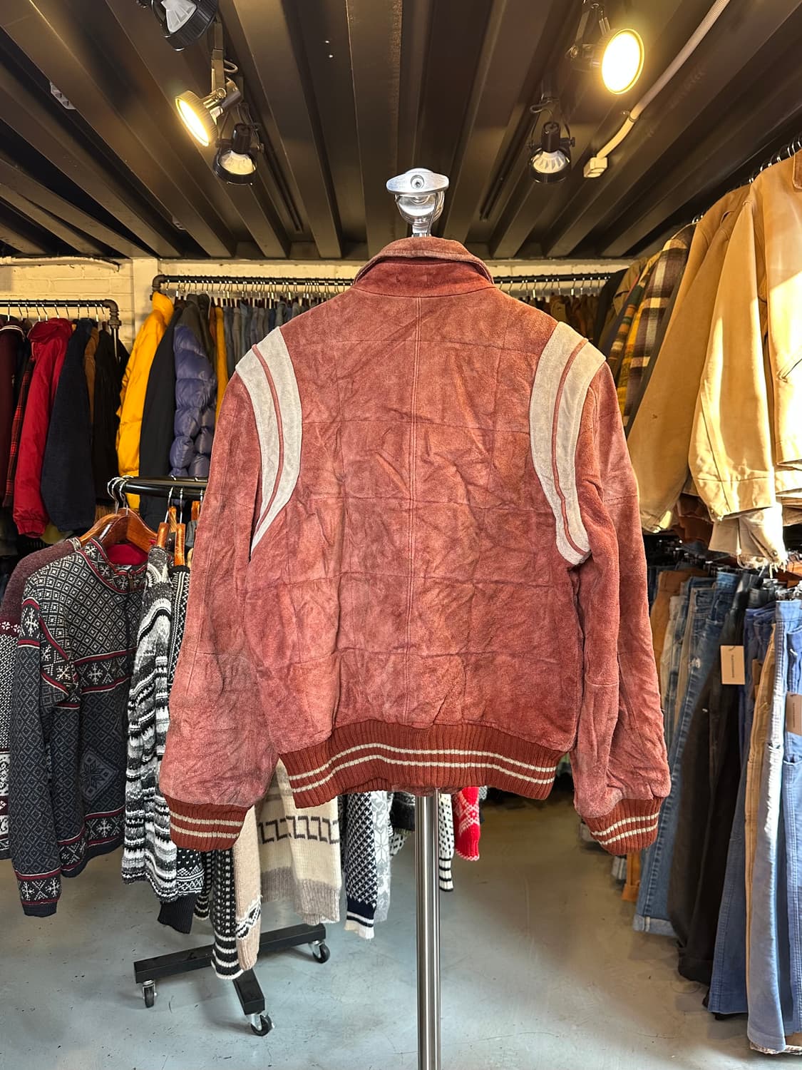 Old 헤비 리얼 레더 스웨이드 모터사이클 레이싱 자켓 상품이미지2