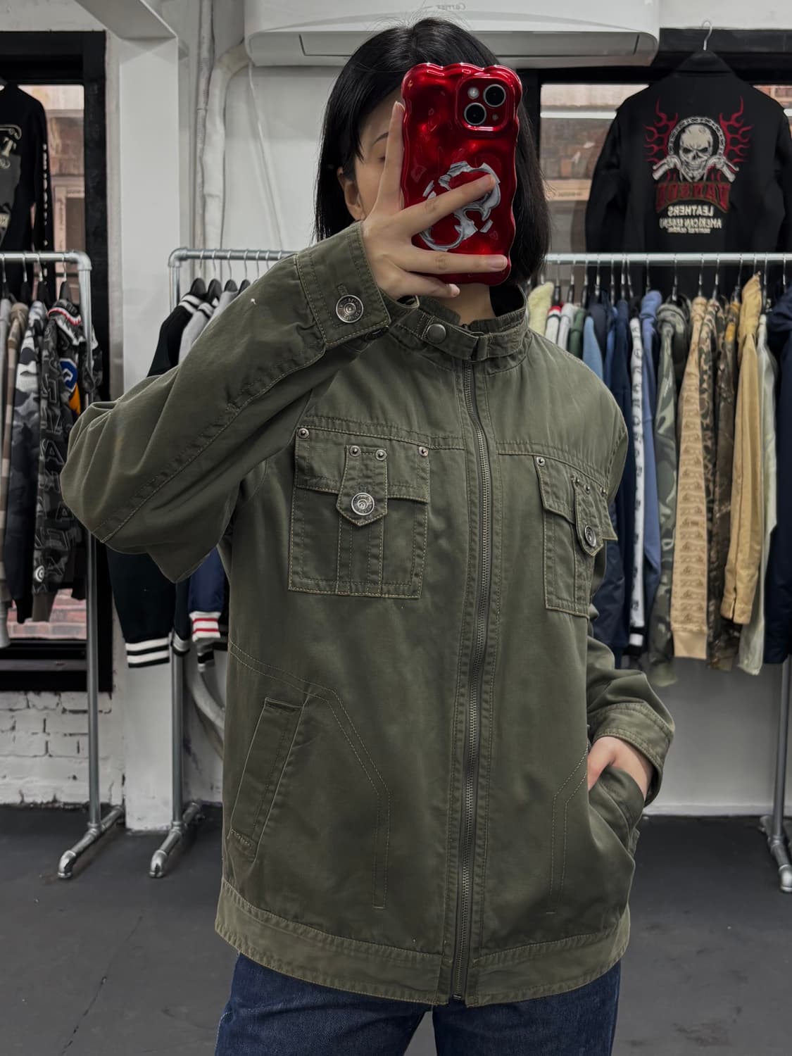 VTG 넥버클 그런지 카키 자켓 상품이미지4