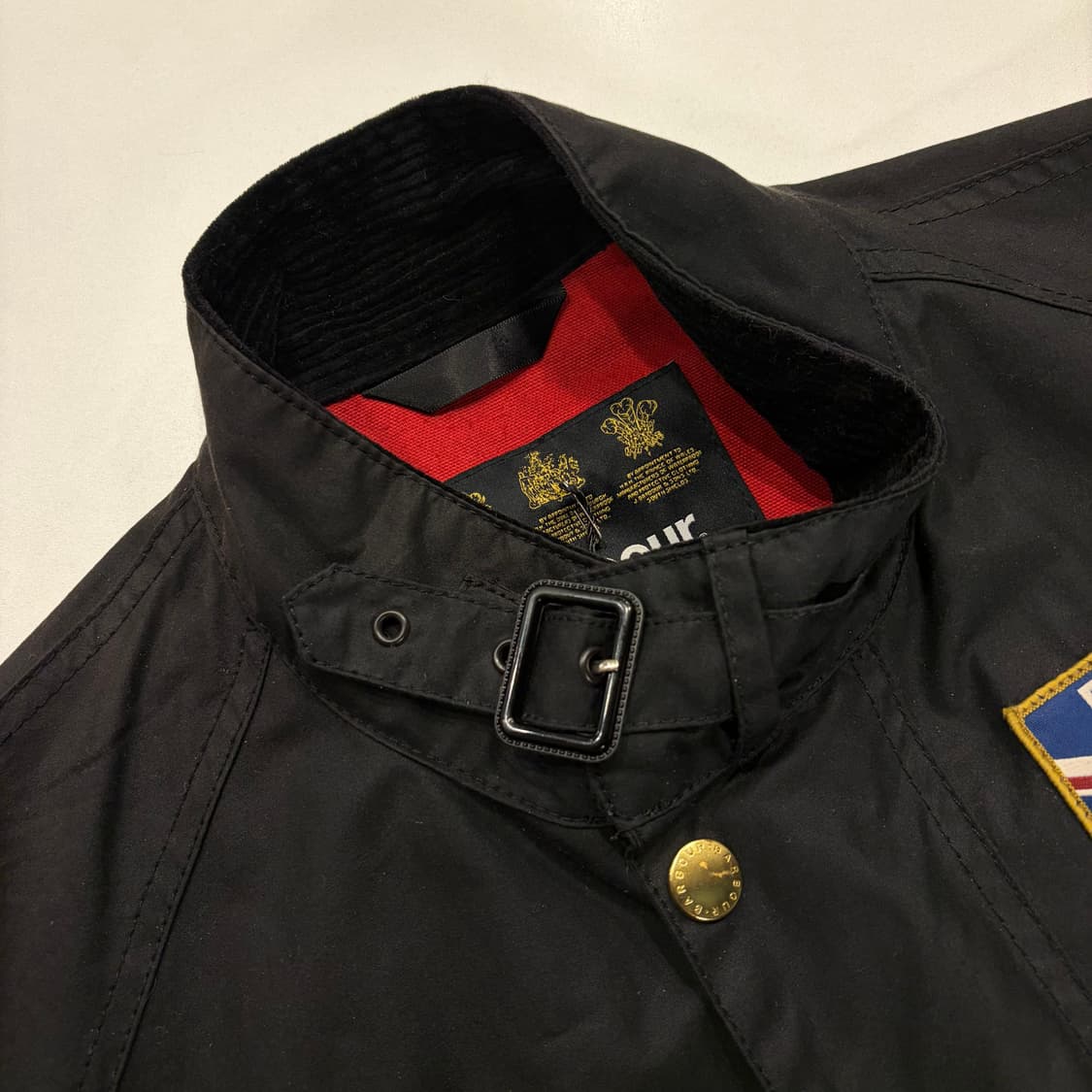 [M] 바버 인터내셔널 유니온잭 왁스 블랙 벨티드 자켓 B796 상품이미지6