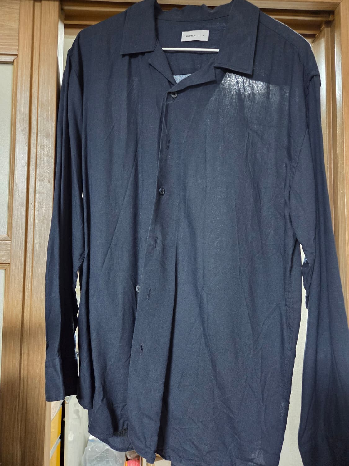 아노블리어 루즈핏 오픈카라 텐셀 린넨 셔츠[네이비/M] 상품이미지1