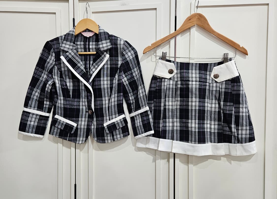 체크 투피스 세트 상품이미지1