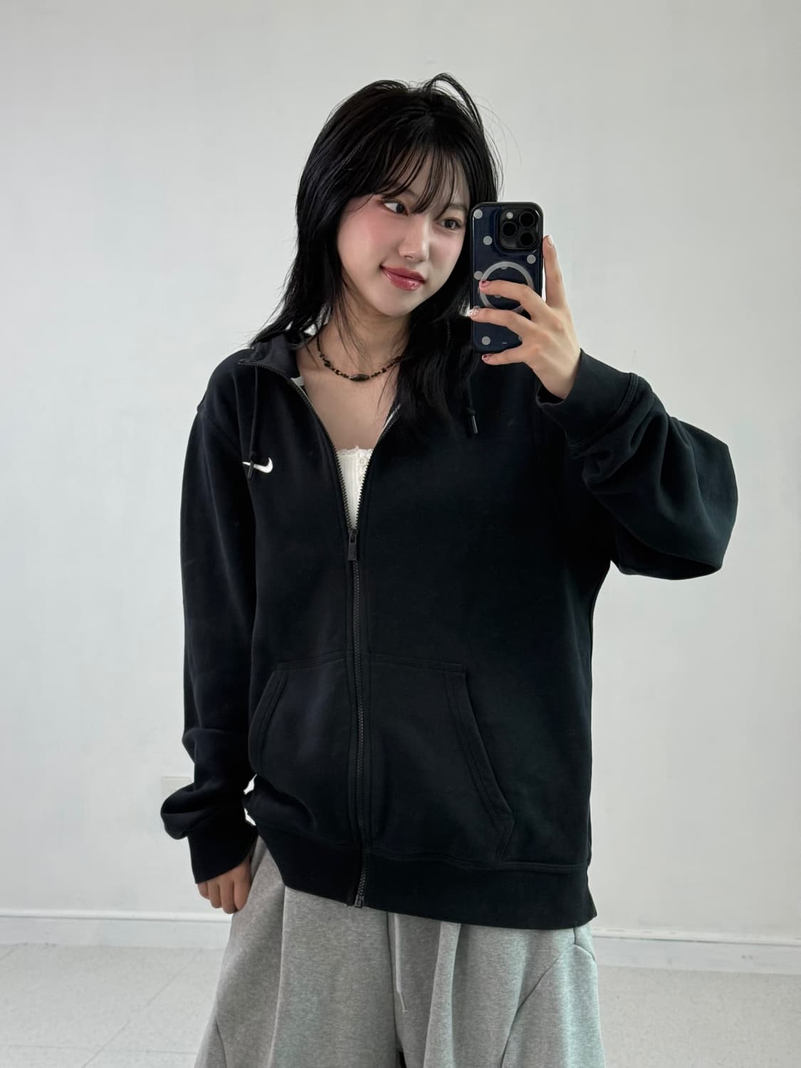 나이키 오버핏 블랙 후드집업 상품이미지2