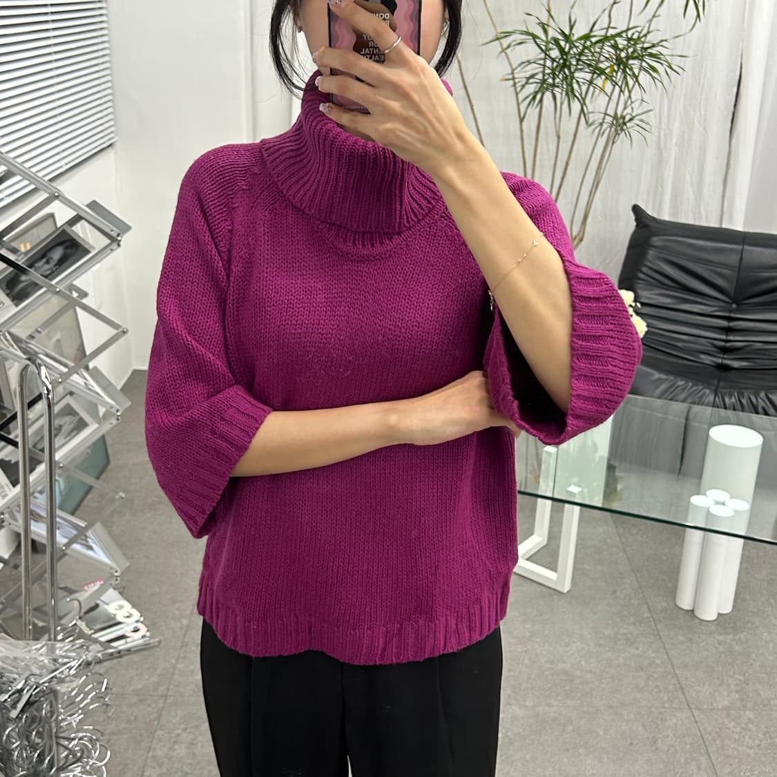 유니클로 5부 소매 터틀넥 스웨터 상품이미지2