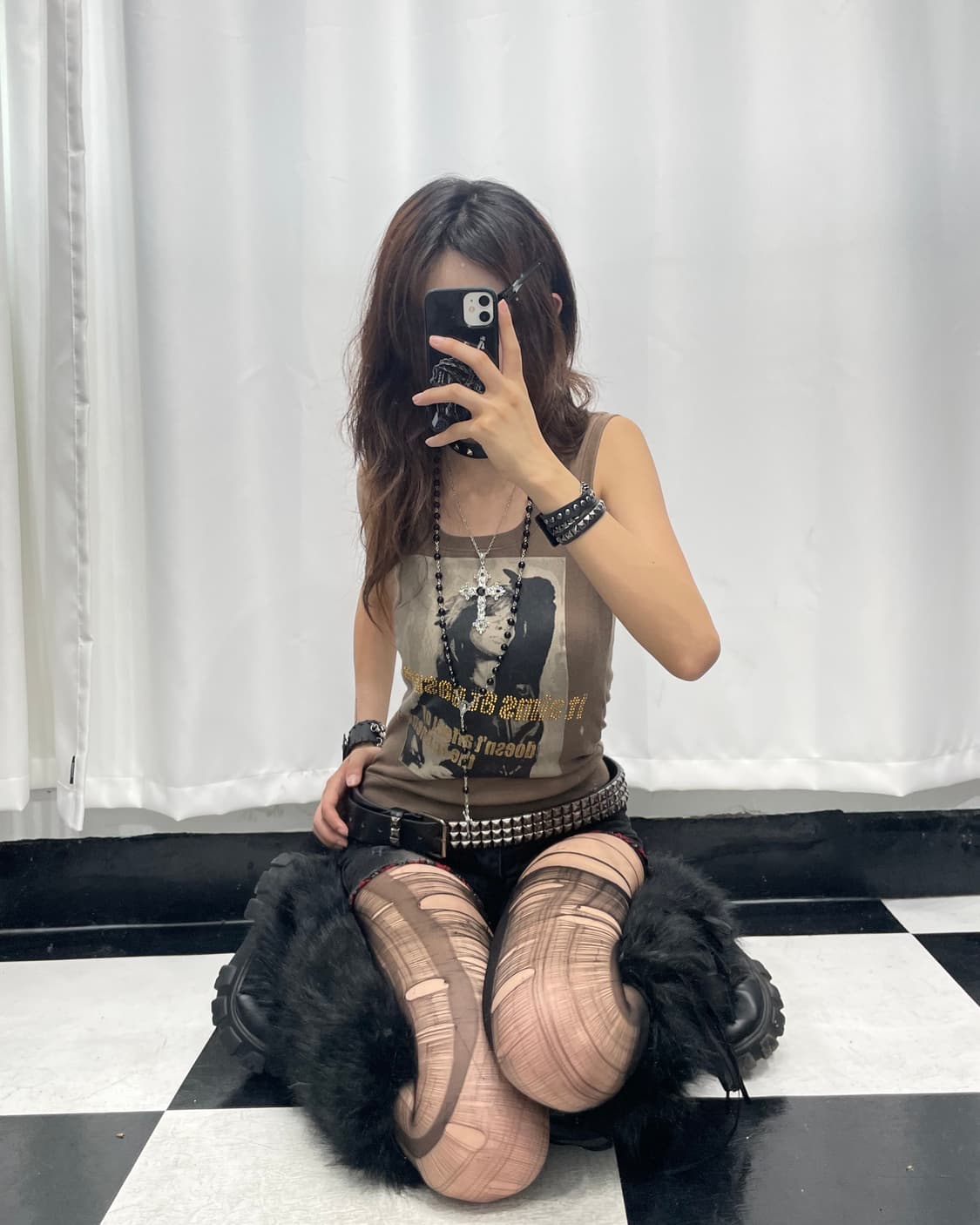 🎸브라운 프린팅 슬리브리스🎸 상품이미지4