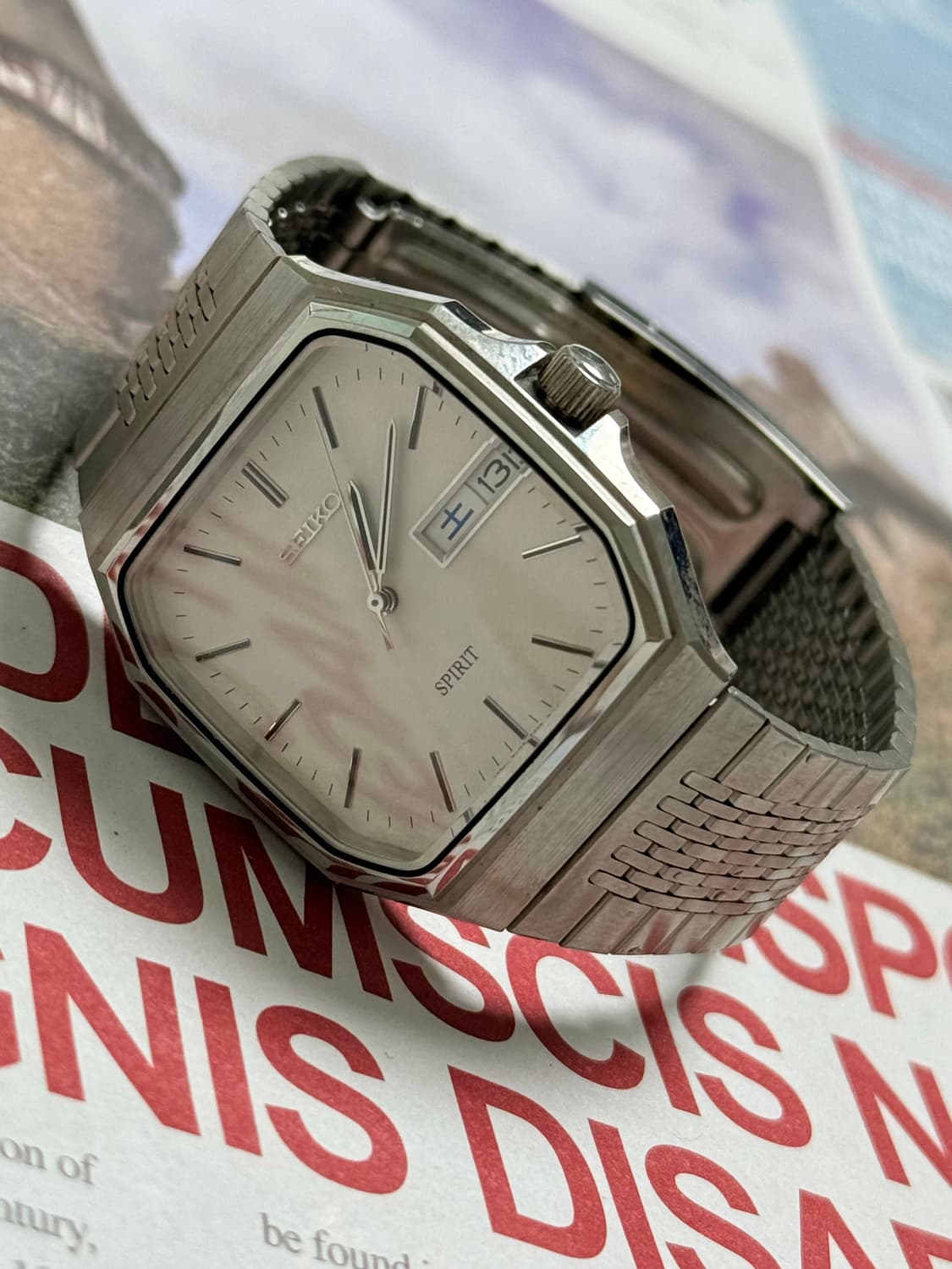 Seiko 세이코 쿼츠 SPRIT 스퀘어 스노우 플레이크 Day-Date 상품이미지4