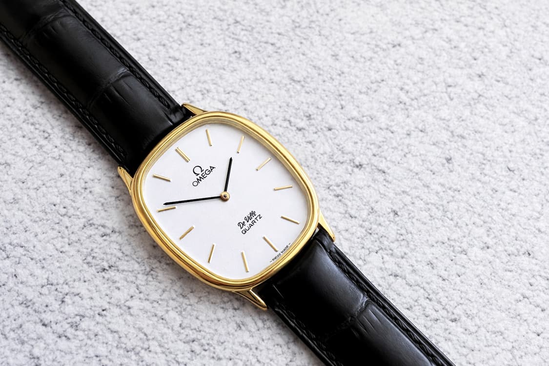 정품 오메가 엘립스 드빌 1365 쿼츠 화이트 금장 빈티지 시계 상품이미지5