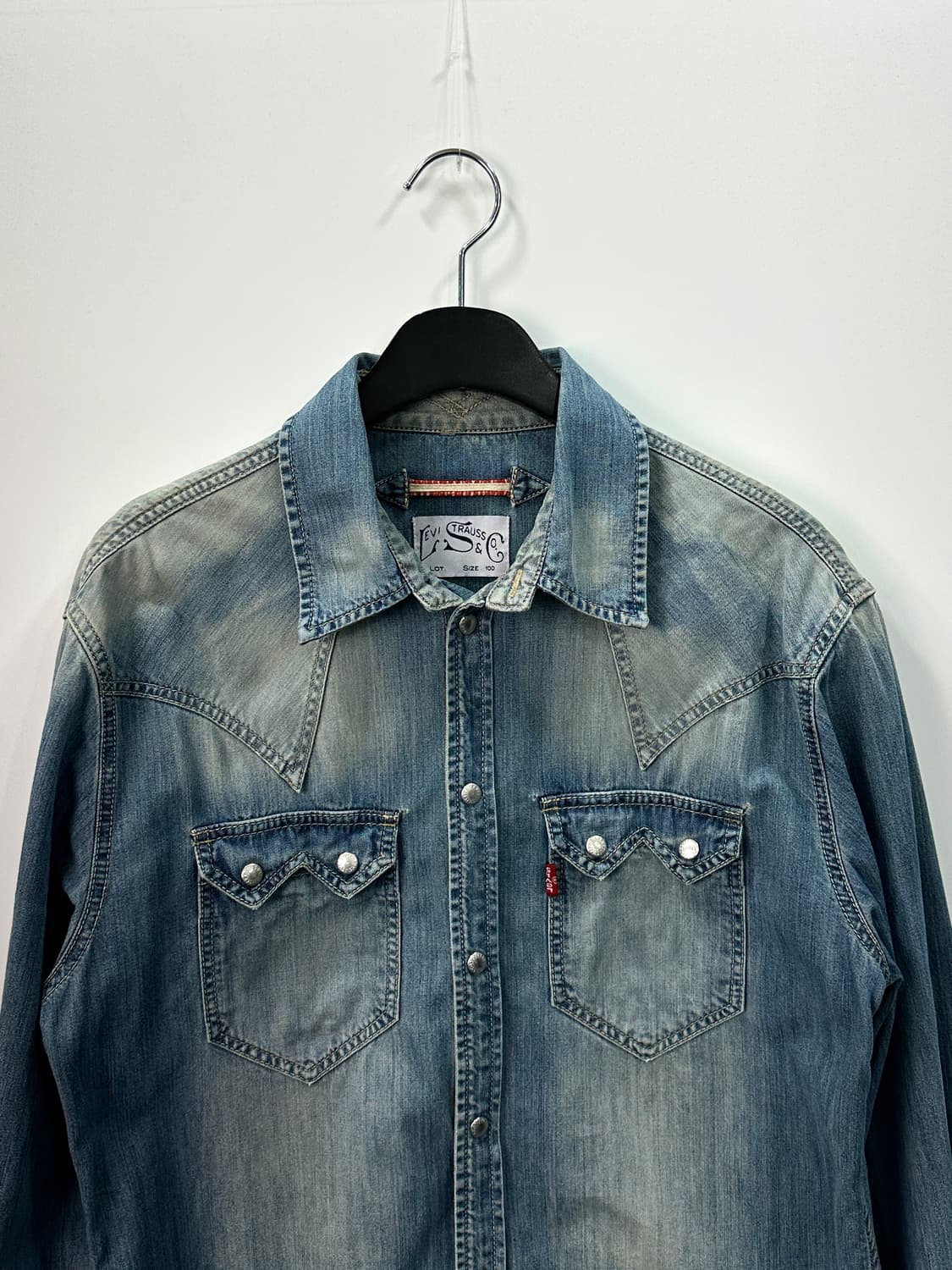 리바이스 빈티지 워싱 데님 웨스턴셔츠 M 상품이미지2
