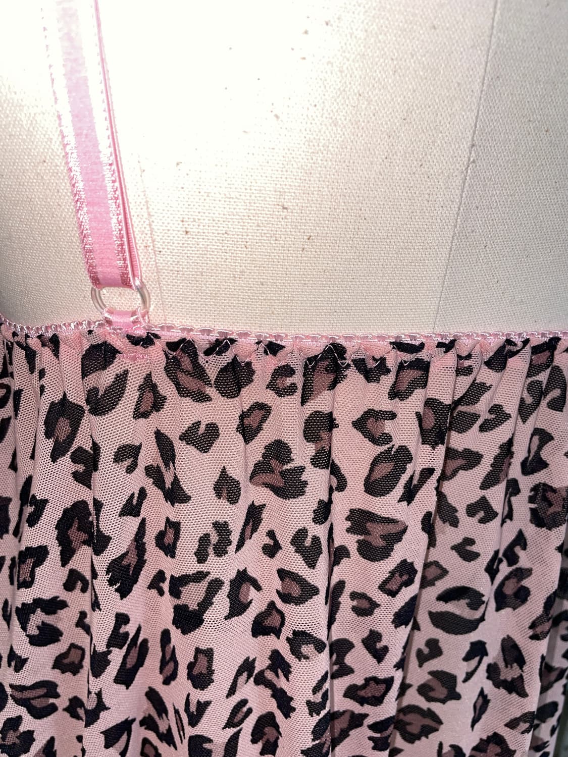 히메갸루 핑크 리본 호피 슬립 원피스 상품이미지4