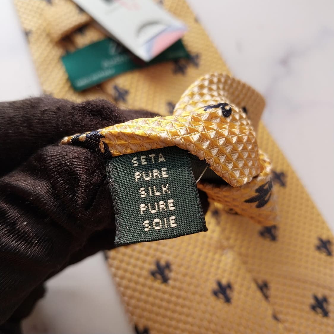 앤드류스 타이 실크 옐로우 패턴 넥타이 9.5cm 새제품 K1909
 상품이미지9