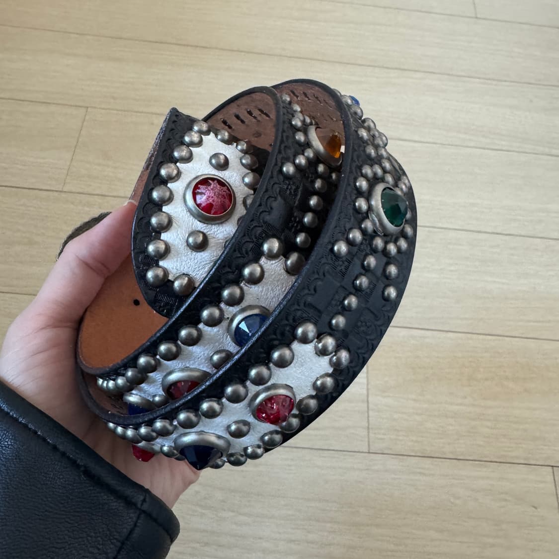 솔리드브라스앤코 웨스턴 스터드 가죽 벨트 상품이미지1