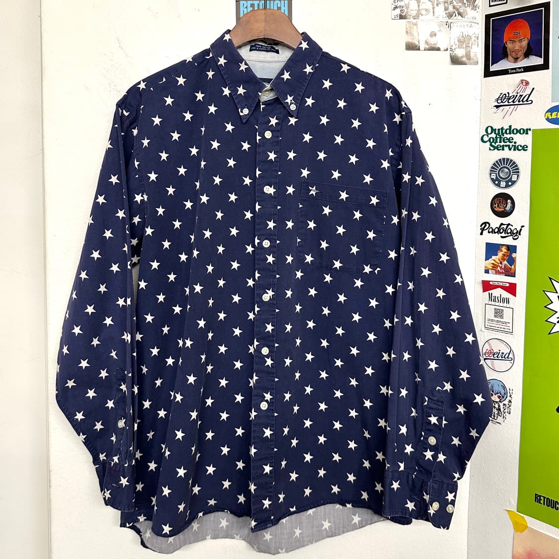 90~00‘s 스타 프린트 코튼 셔츠 상품이미지1