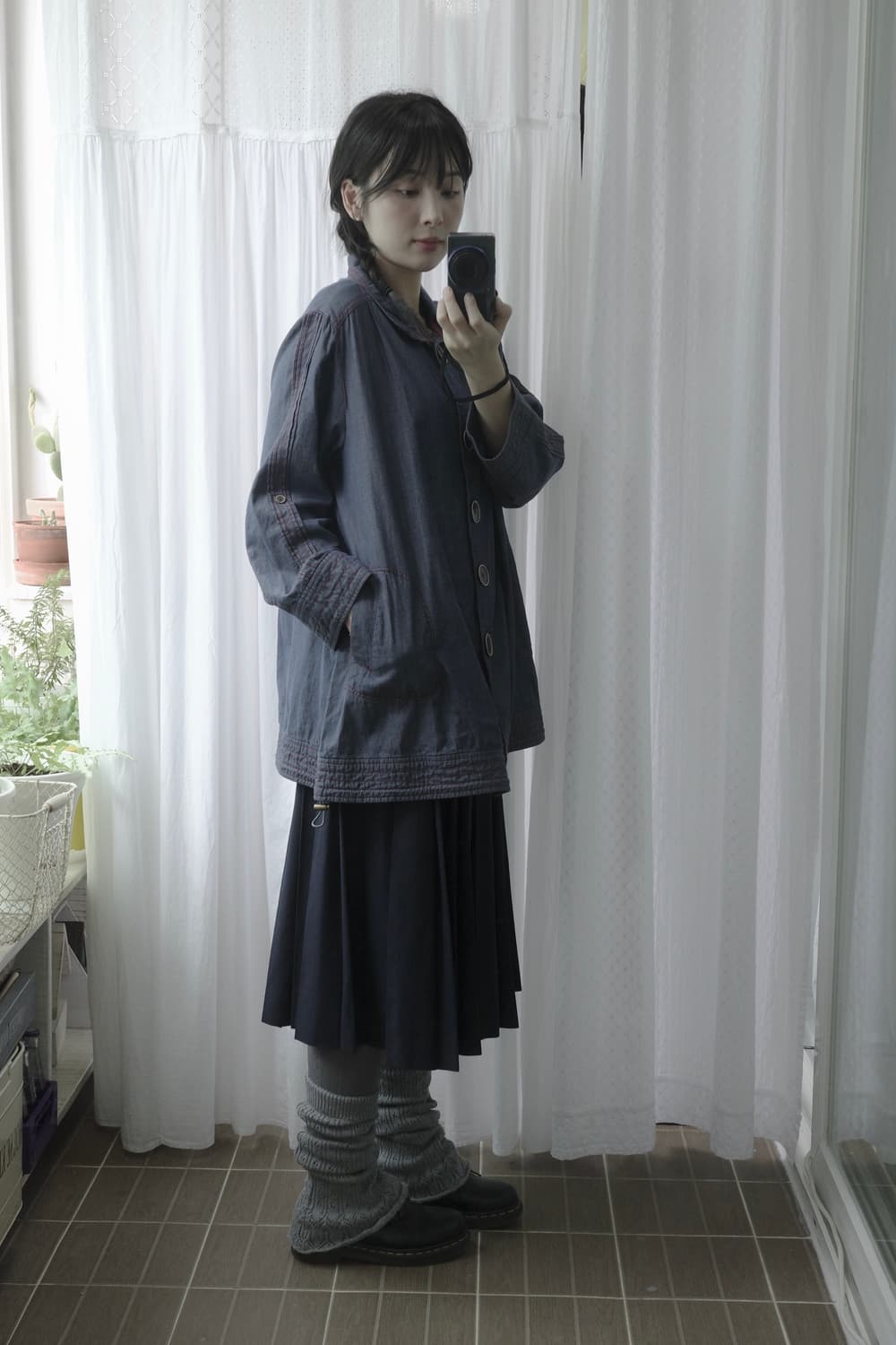 Pleated Navy skirt 상품이미지3