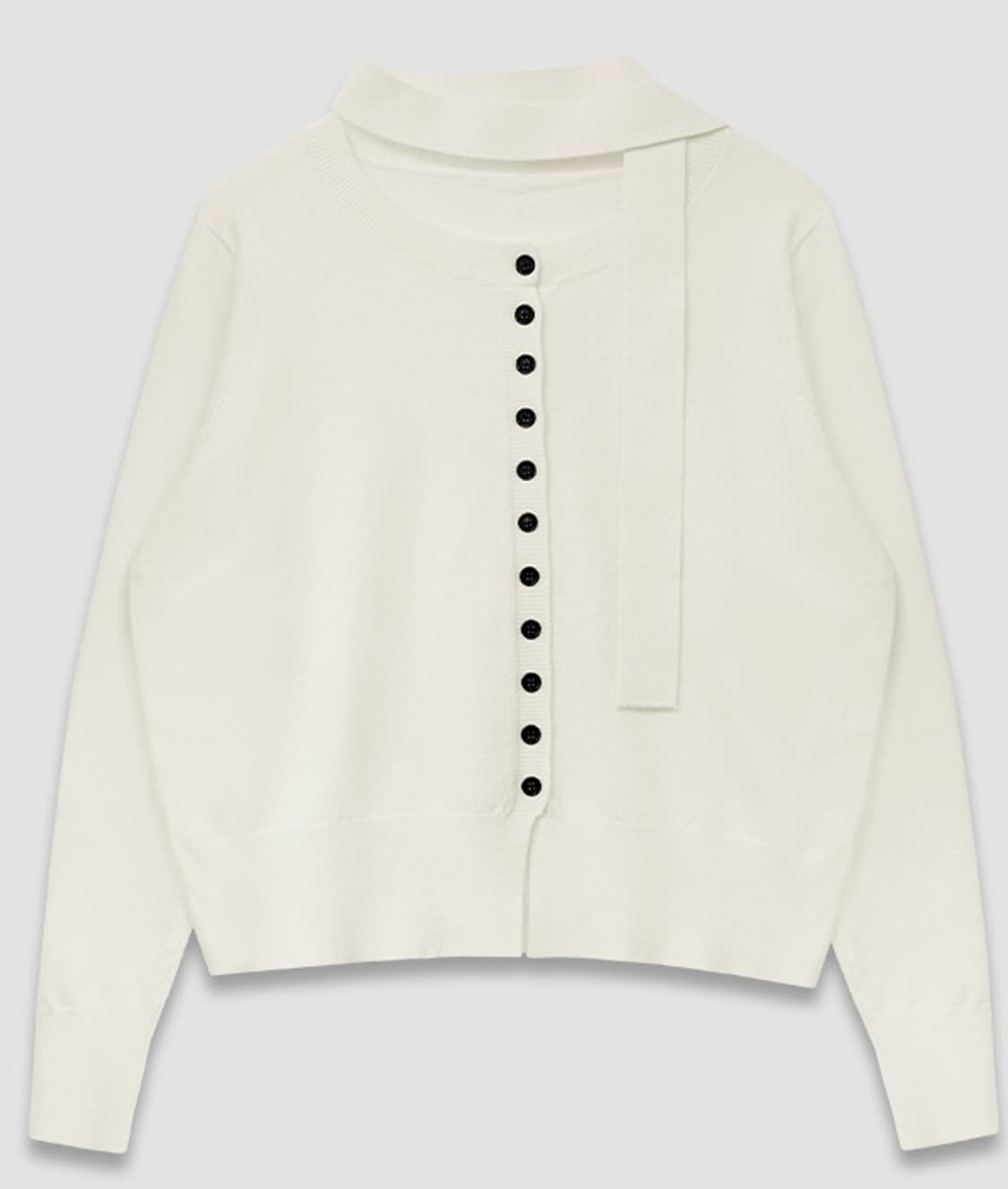 마리끌레르 머플러 세트 라운드 가디건 아이보리 상품이미지1