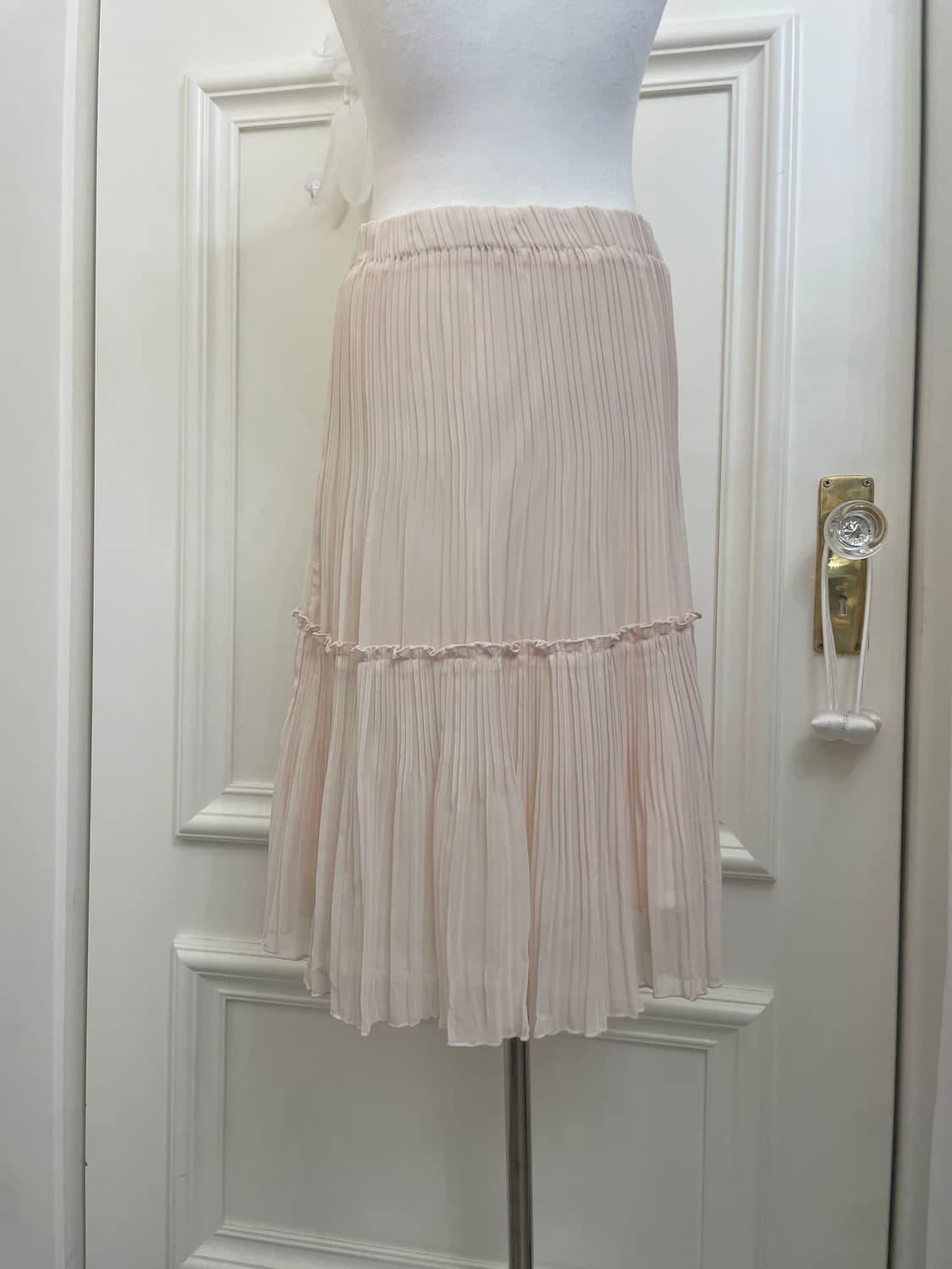 sheer salmon pleats banding skirt 상품이미지4