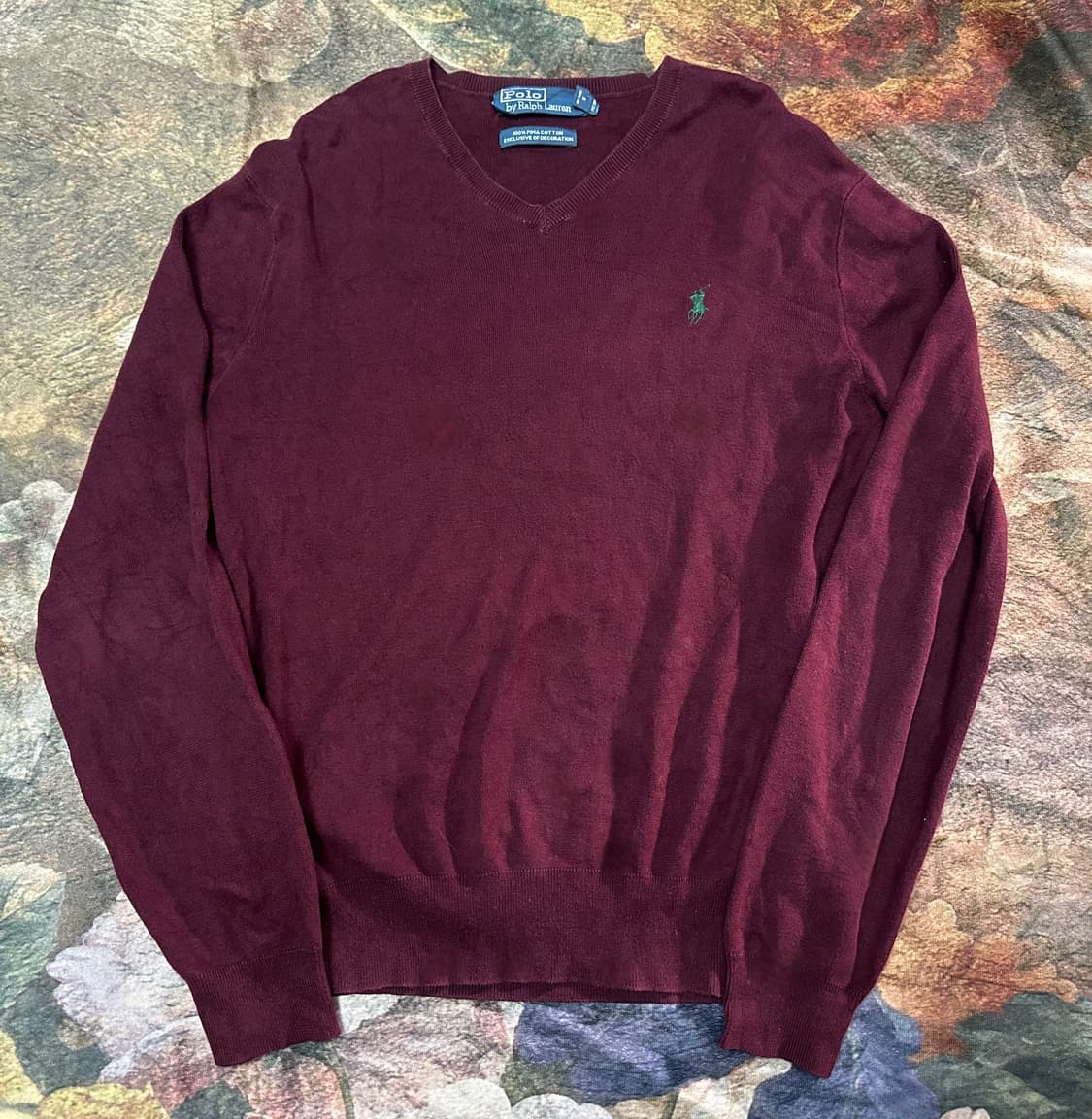 폴로 랄프로렌 스몰 포니로고 버건디피마코튼니트 M 상품이미지1