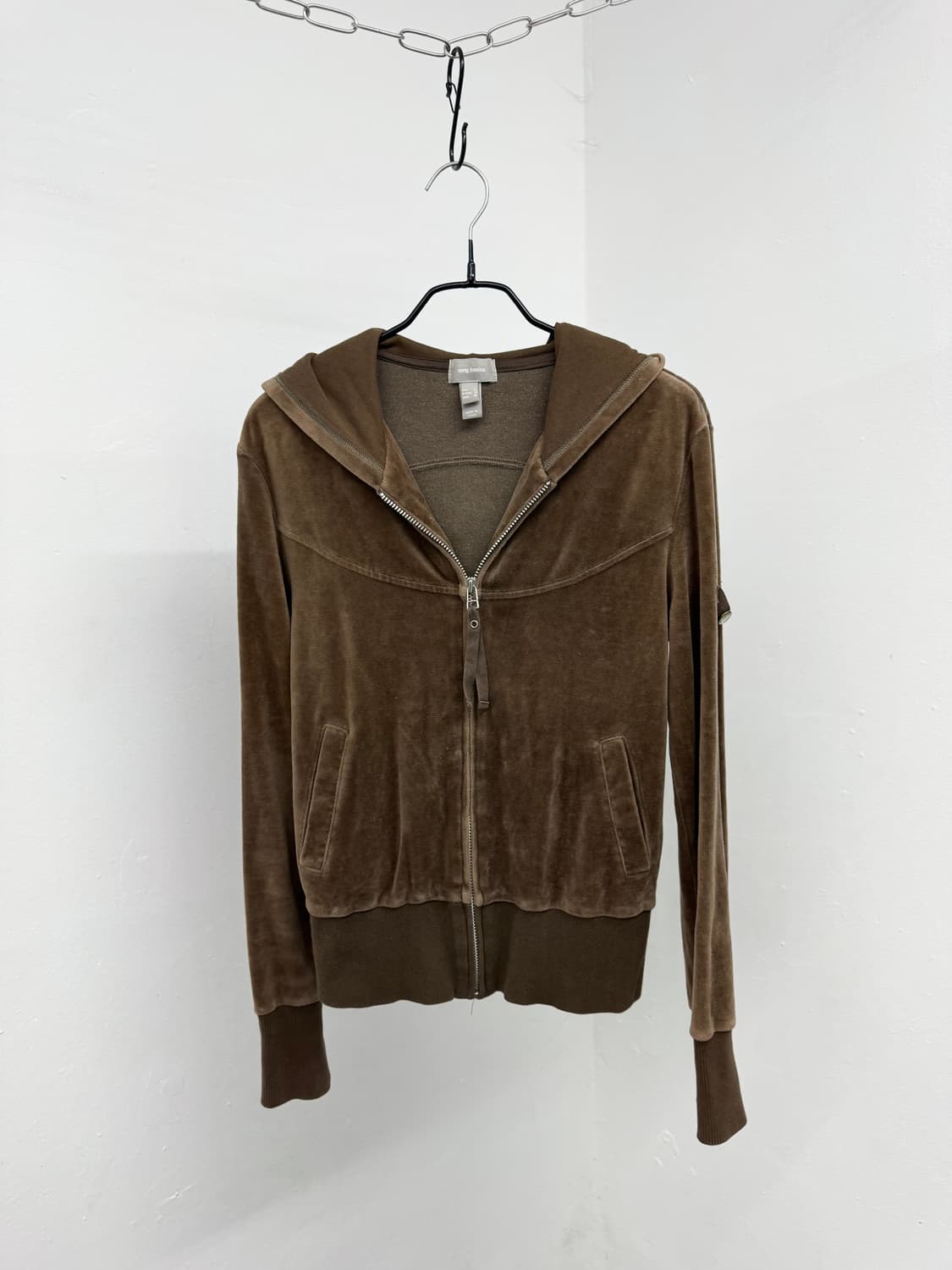 브라운 절개 벨로아 후드집업 상품이미지5