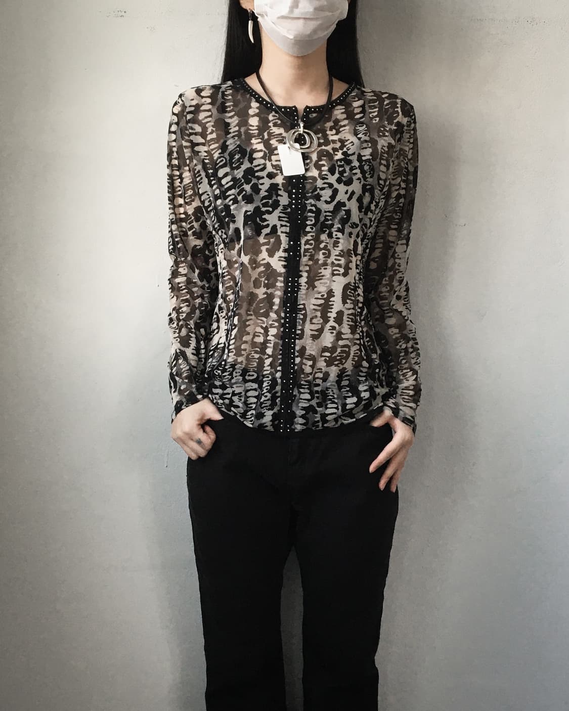 Pattern Mesh cardigan 상품이미지4