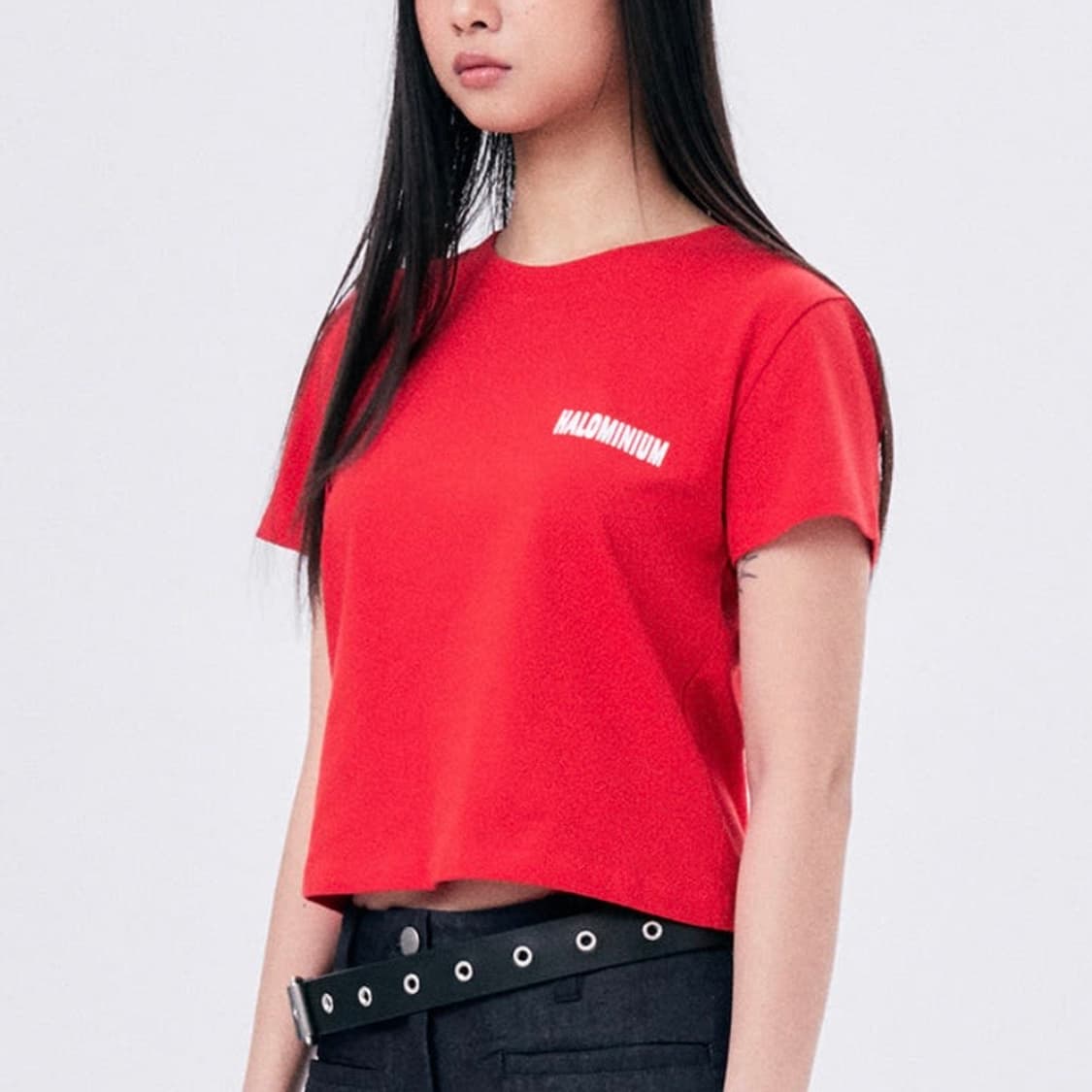할로미늄 WAVE BACK YOKE THIGHT TEE RED 상품이미지2