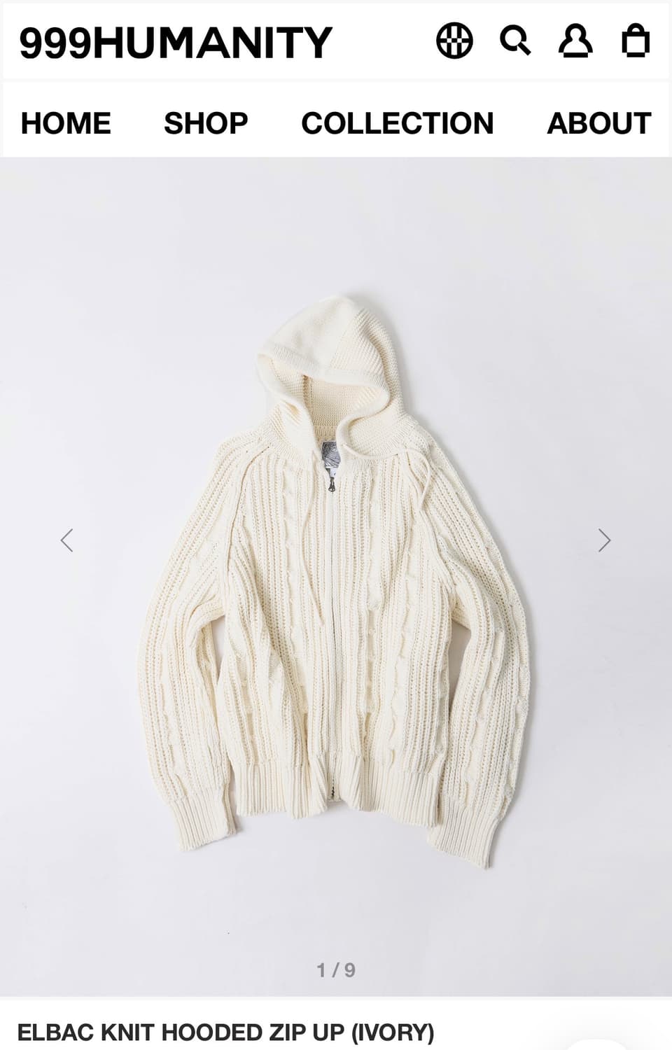 999휴머니티 니트후드 집업 2사이즈  상품이미지1