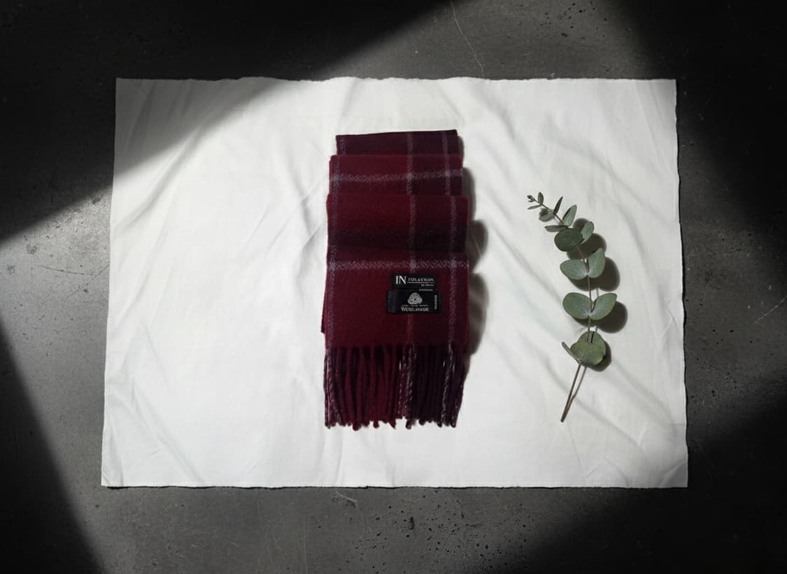 IN COLLECTION by Indian 버건디 체크 머플러 크리스마스 상품이미지3