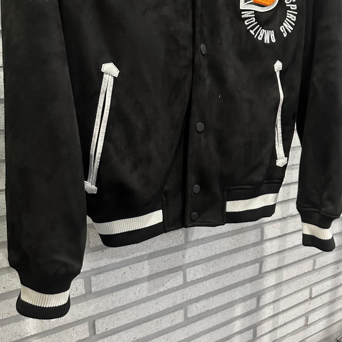 USA VINTAGE 블랙 D 와펜 스트릿 바시티 스웨이드 디테일 상품이미지5