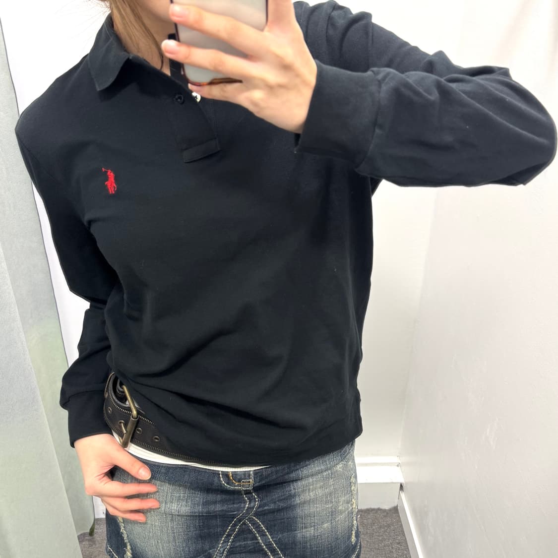 폴로 블랙 긴팔 카라티 상품이미지2