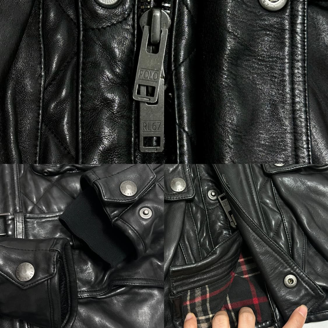 폴로 퀄팅 양가죽 모터사이클 바이커 사파리 자켓 레어 상품이미지7